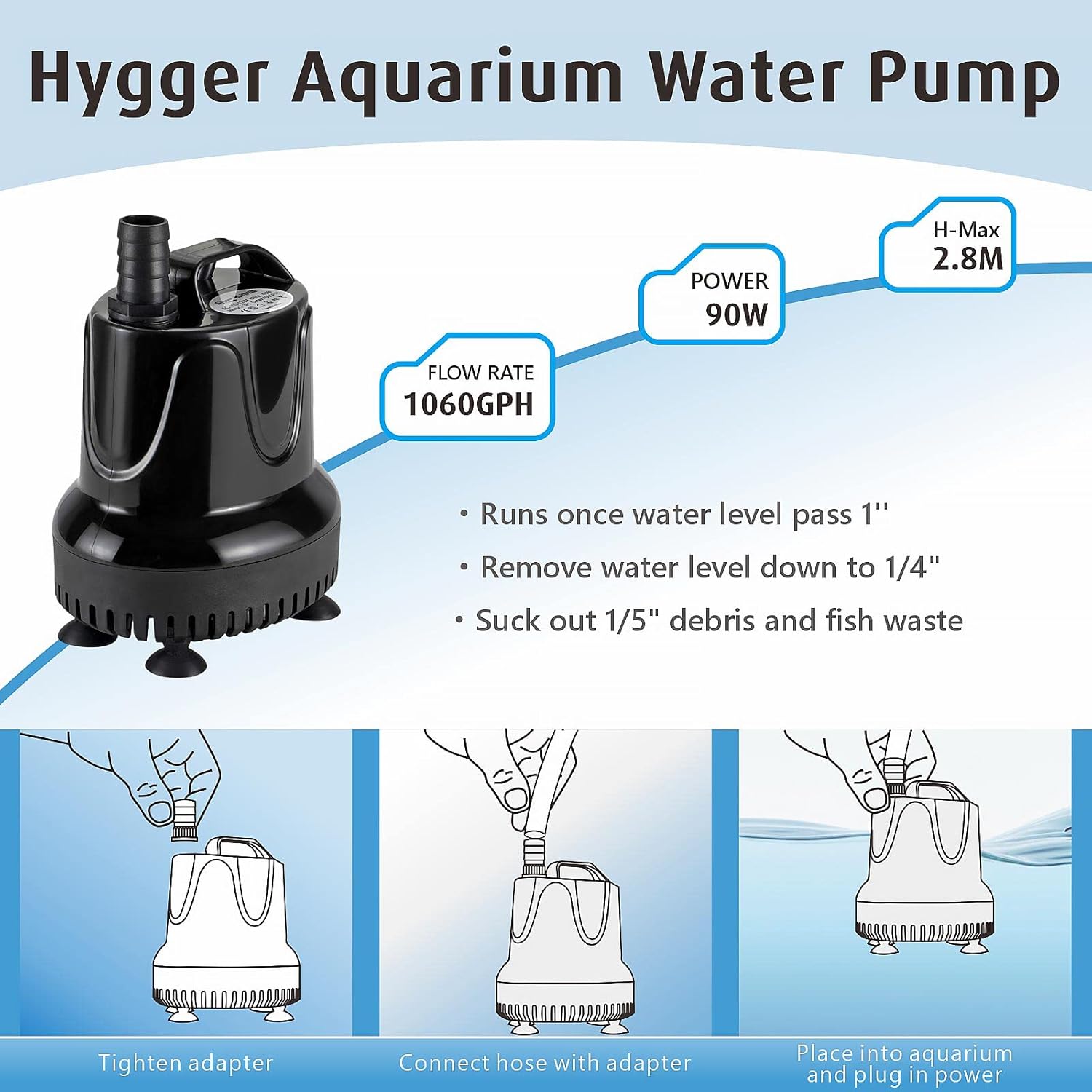 Thumbnail 5 de hygger Submersible Water Pump 4000L/H 90W — Ultra Quiet Aquarium Circulation Pump