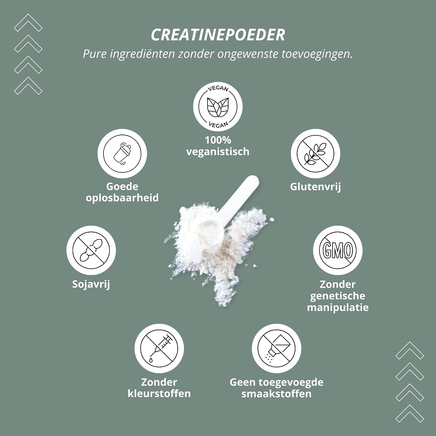 Detalle de Nutri + Creatine Monohydraat 500 g, neutraal poeder met Mono Mesh 200