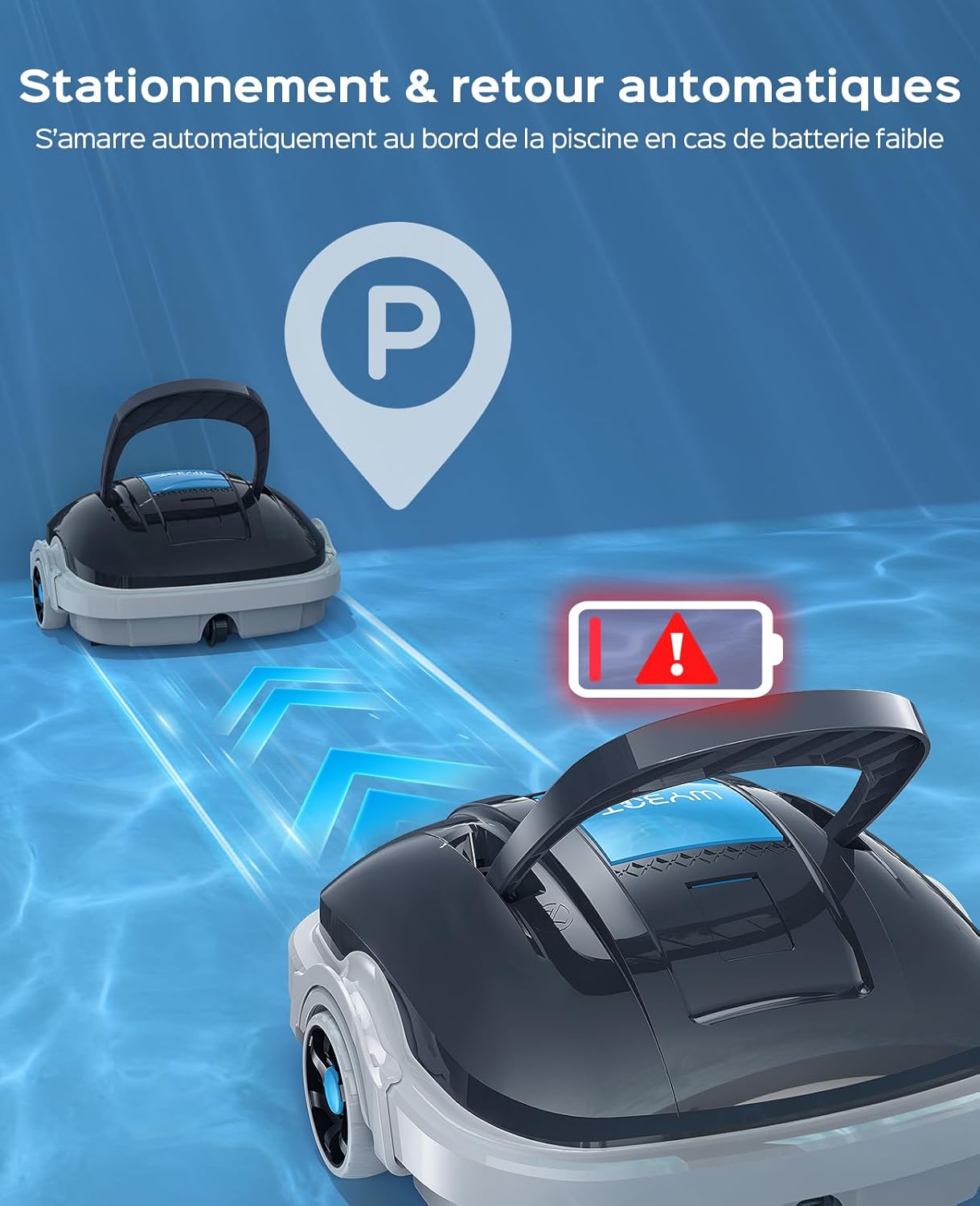 Detalle de WYBOT Osprey 200 Max : Robot piscine sans fil pour bassins jusqu’à 80 m²