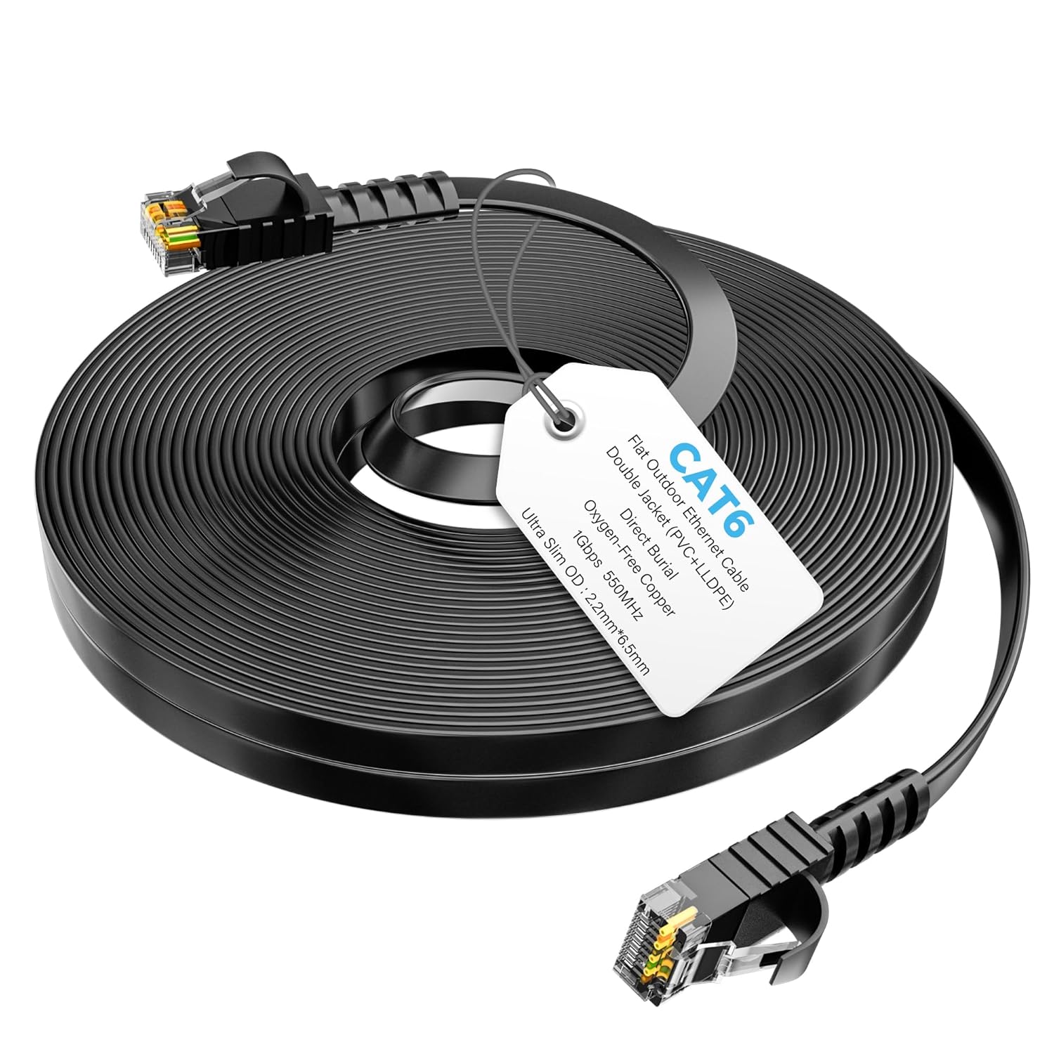 Thumbnail 6 de Mygatti 25 Meter Cat 6 flaches Ethernet-Kabel (RJ45) für innen & außen – 1 Gbit/s, PoE-tauglich