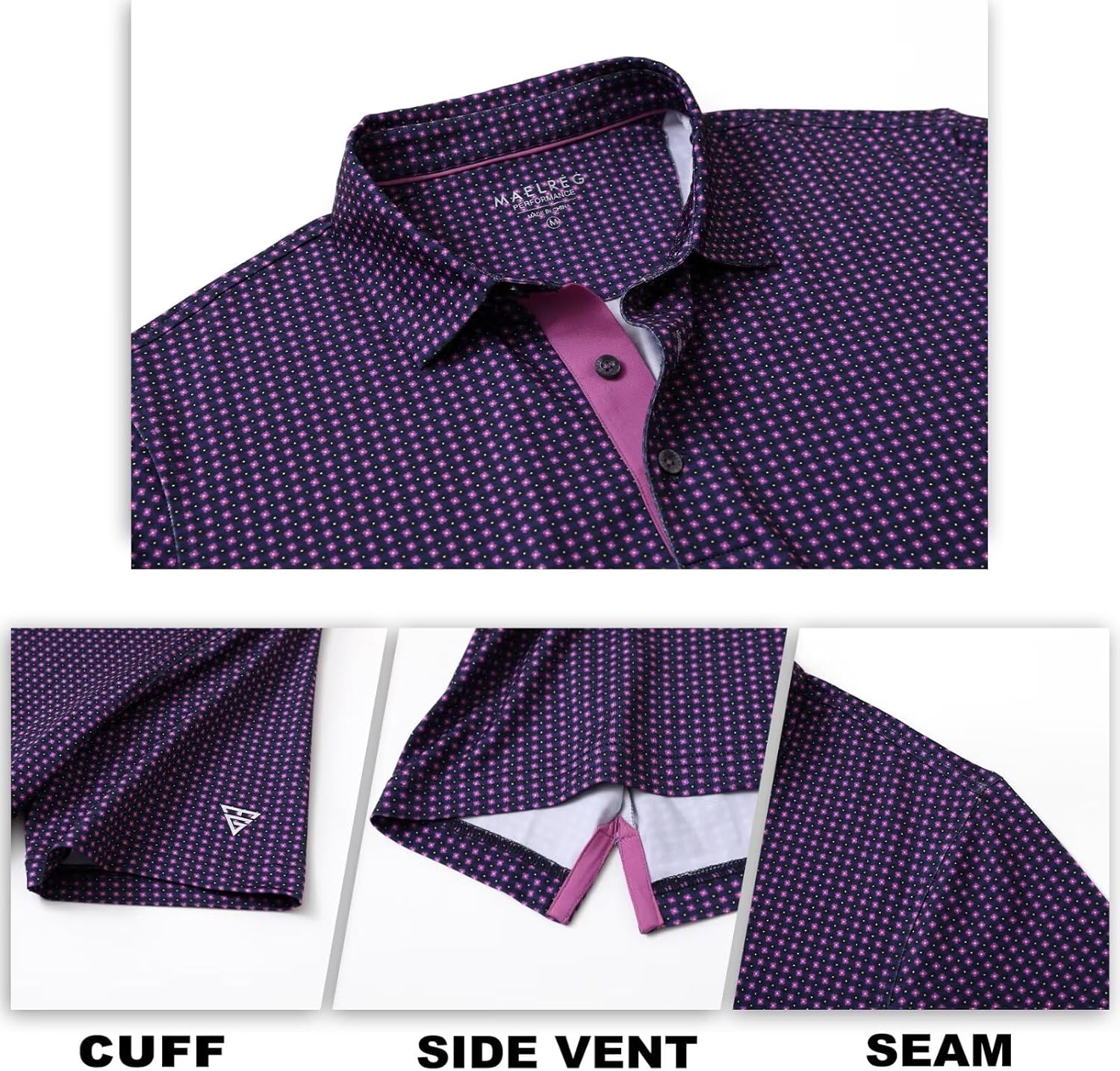 Thumbnail 4 de M MAELREG Men’s Short Sleeve Dry-Fit Golf Polo Shirt with Moisture Wicking Print Patterns