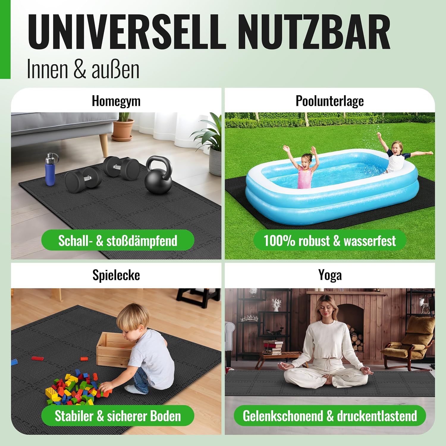 Detalle de AthleticPro Bodenschutzmatte Sets – 30x30 cm oder 60x60 cm, extra dicke Schutzmatten