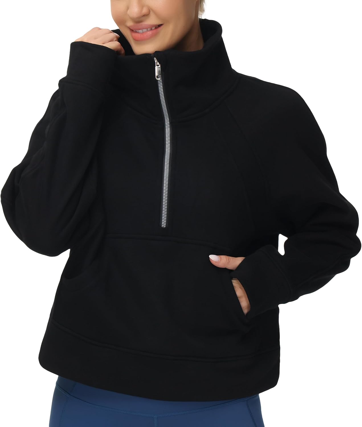Detalle de THE GYM PEOPLE Women's Half Zip Fleece Pullover