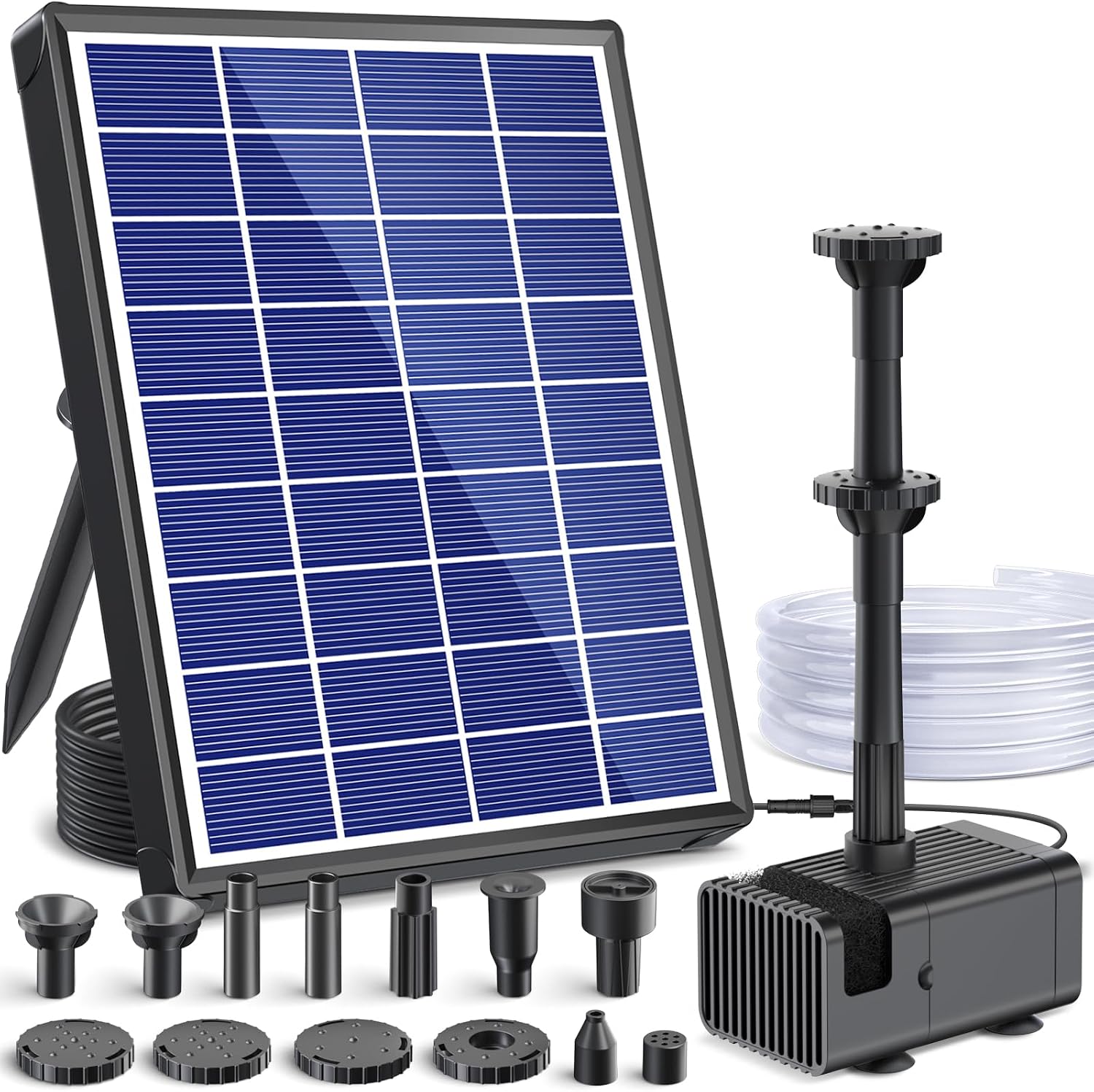 Detalle de POPOSOAP 6.5W Solar Fountain Pump for Bird Bath with Dry-Run Protection and Double-Layer Nozzles