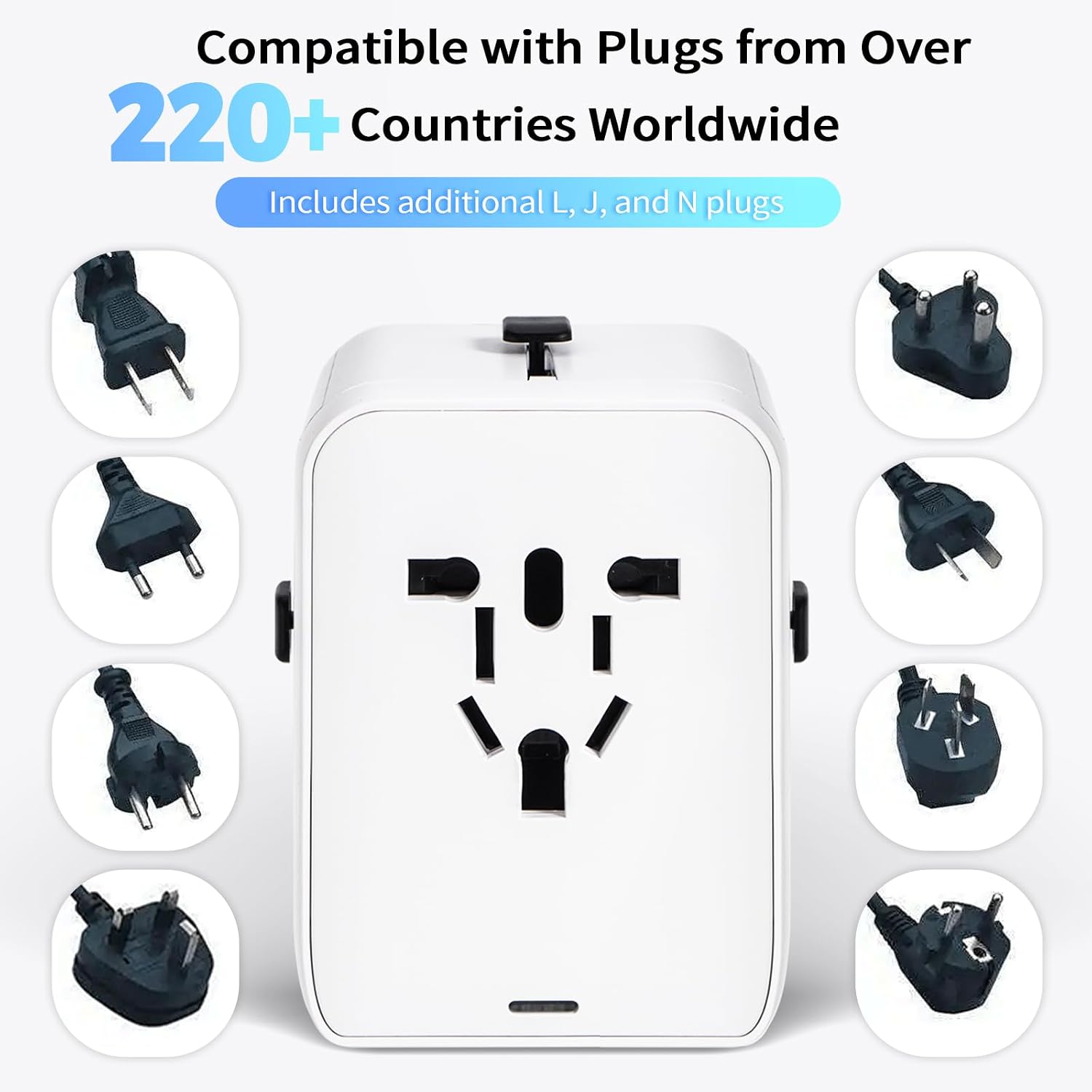 Thumbnail 4 de Adattatore Universale da Viaggio 6-in-1 con PD 35W, USB-C e USB-A — 224+ Paesi