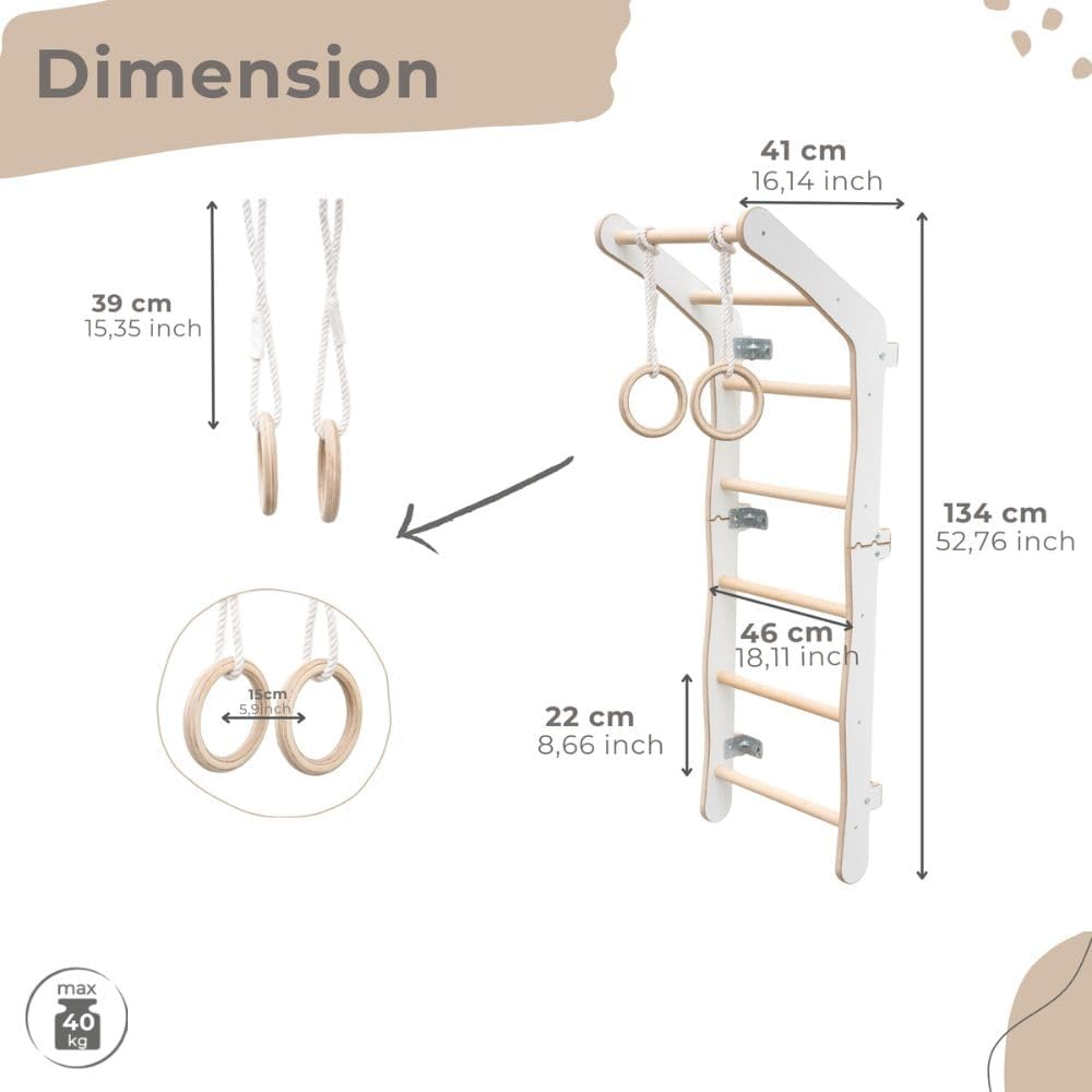 Detalle 2 de MAMOI Escalera de Pared Yarnwood 40 kg 🧗