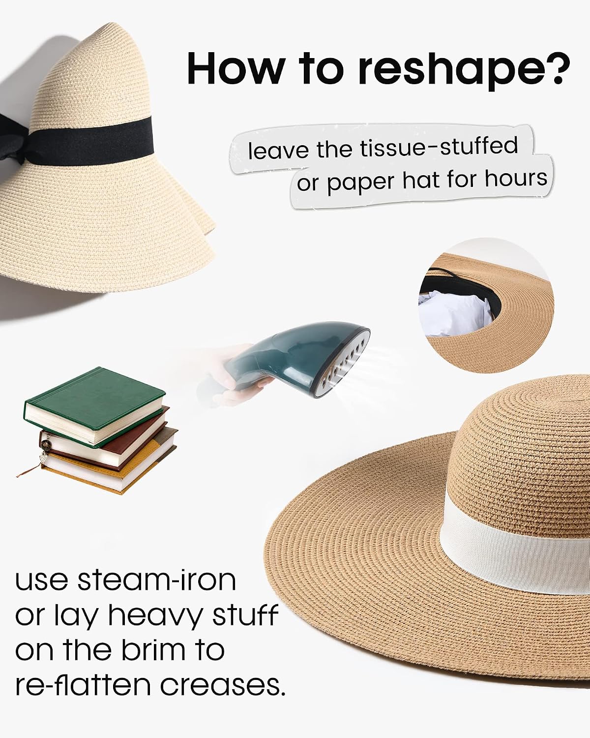 Thumbnail 5 de FURTALK Women’s Sun Straw Hat (Wide Brim) with UPF 80+ — Foldable & Packable Beach Hat