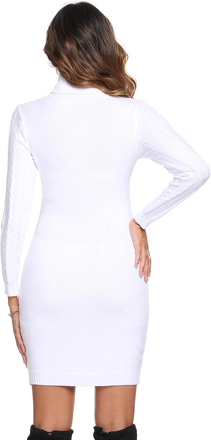 Detalle de Aottori Robe Pull Femme Hiver Col Roulé — Robe en Tricot Mi-longue et Chaude