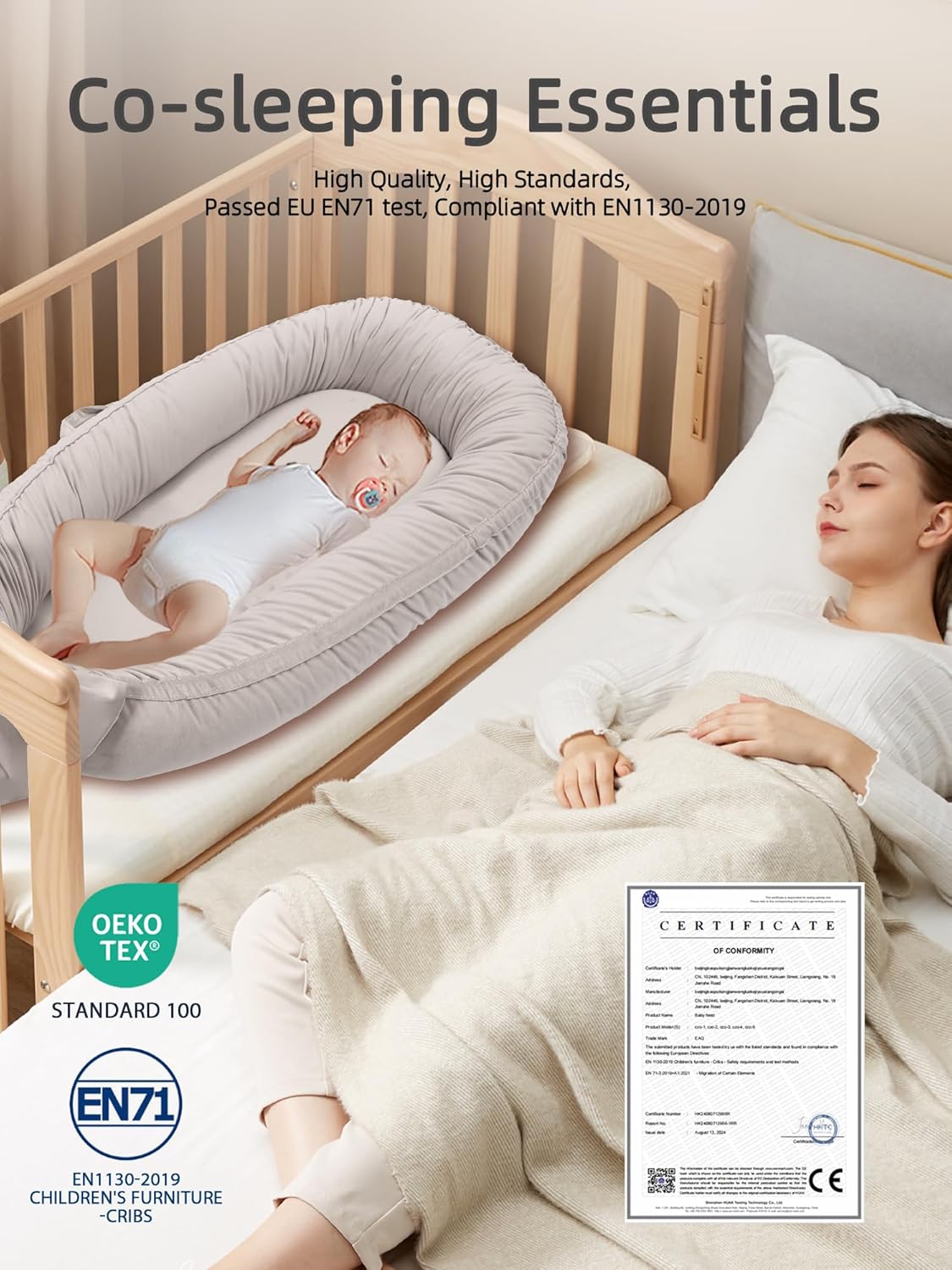 Thumbnail 6 de EAQ Baby Nest Pod for Newborn – Soft Breathable Travel Sleep Pod (Grey)