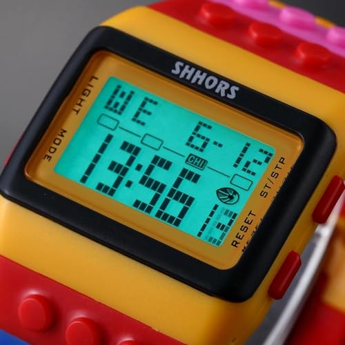 Detalle 2 de FENKOO Neutral Arco Iris, reloj digital amarillo con alarma y cronómetro