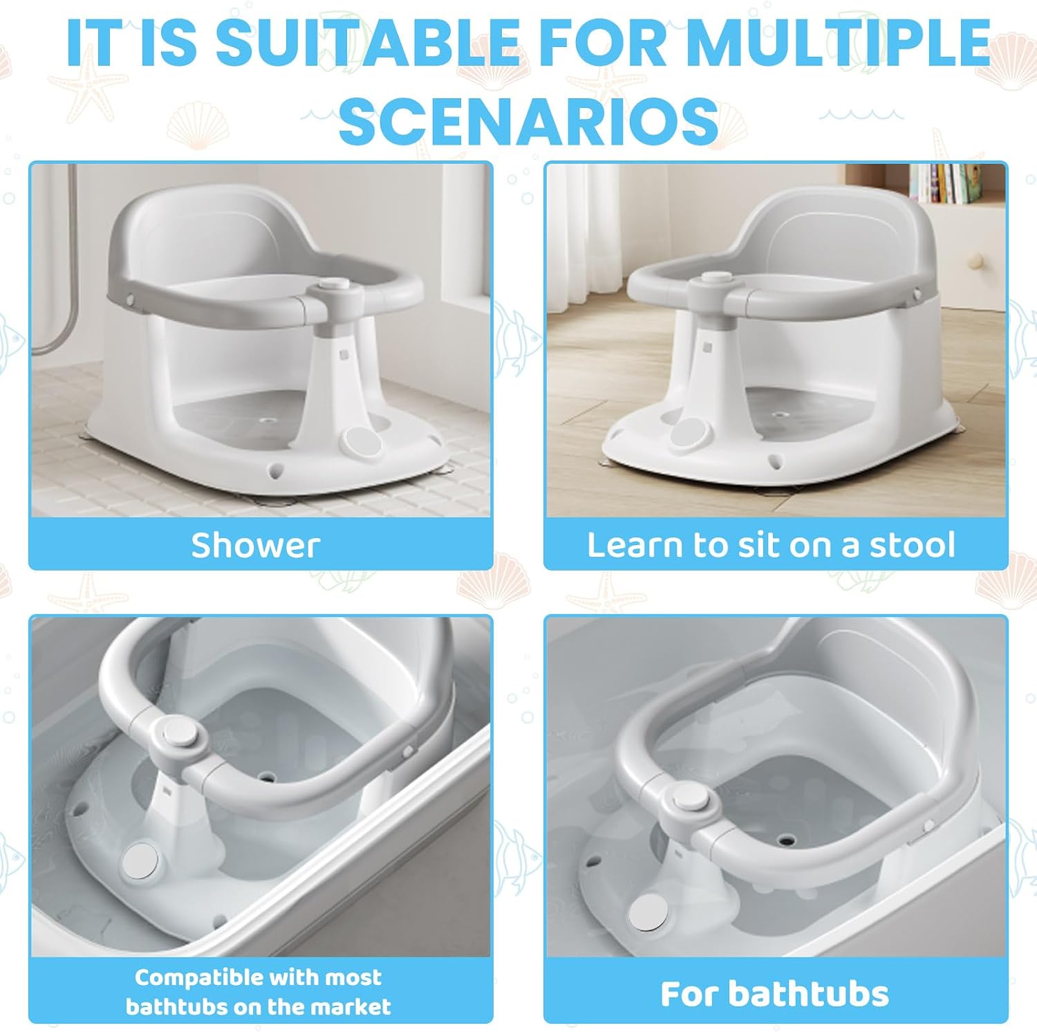 Detalle de UBRAVOO baby bath seat, 6-24 months non-slip