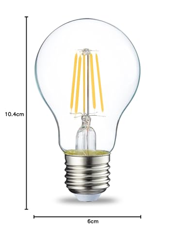 Detalle 2 de Amazon Basics – Lot de 6 ampoules LED Edison E27 4,3 W (40 W équiv.), filament transparent, lumière blanc chaud 2700 K