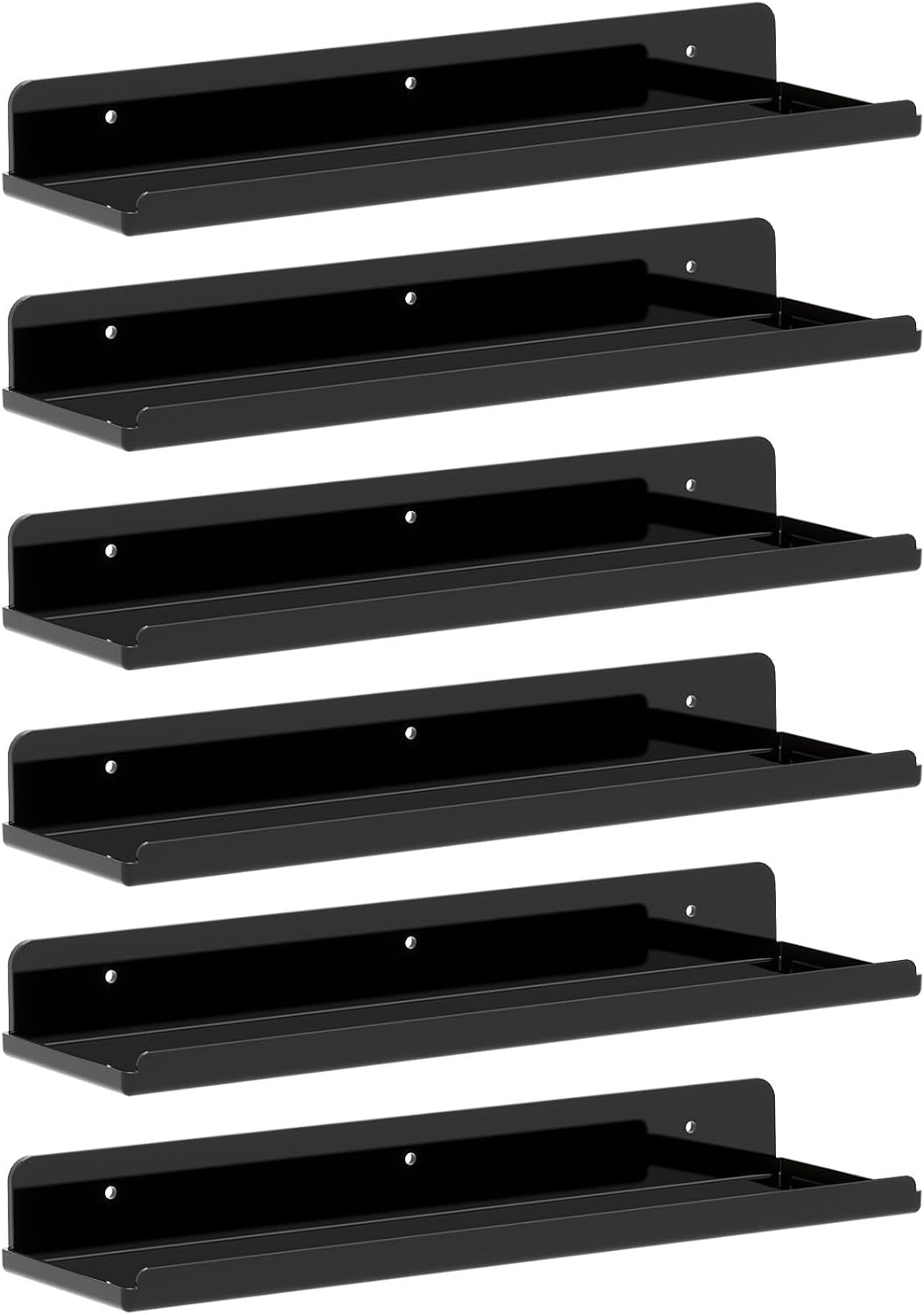 Detalle de Lifewit 23119 – zestaw 6 czarnych półek ściennych 38 cm