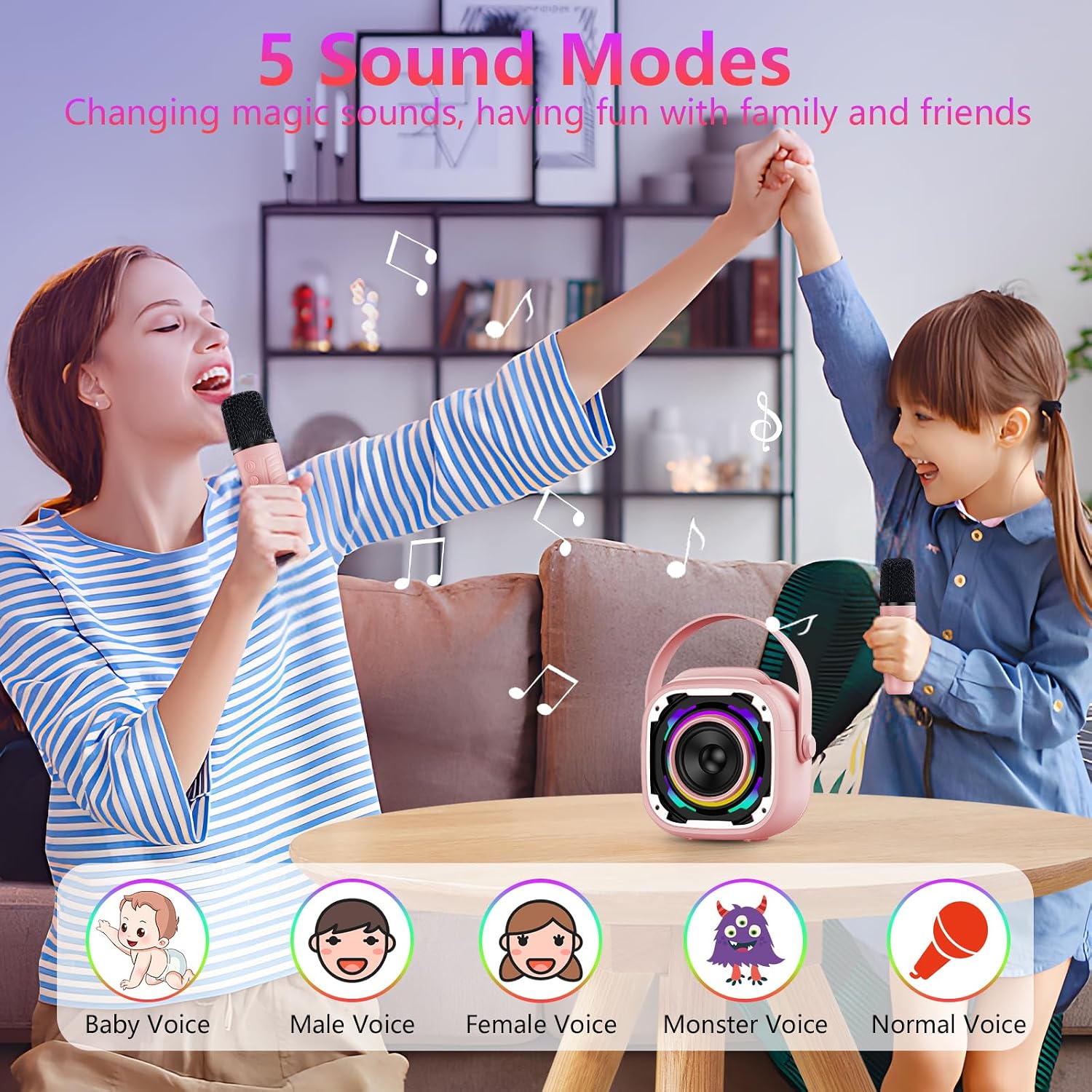 Detalle 2 de PKBD Mini Karaoke 2 Mics Pink
