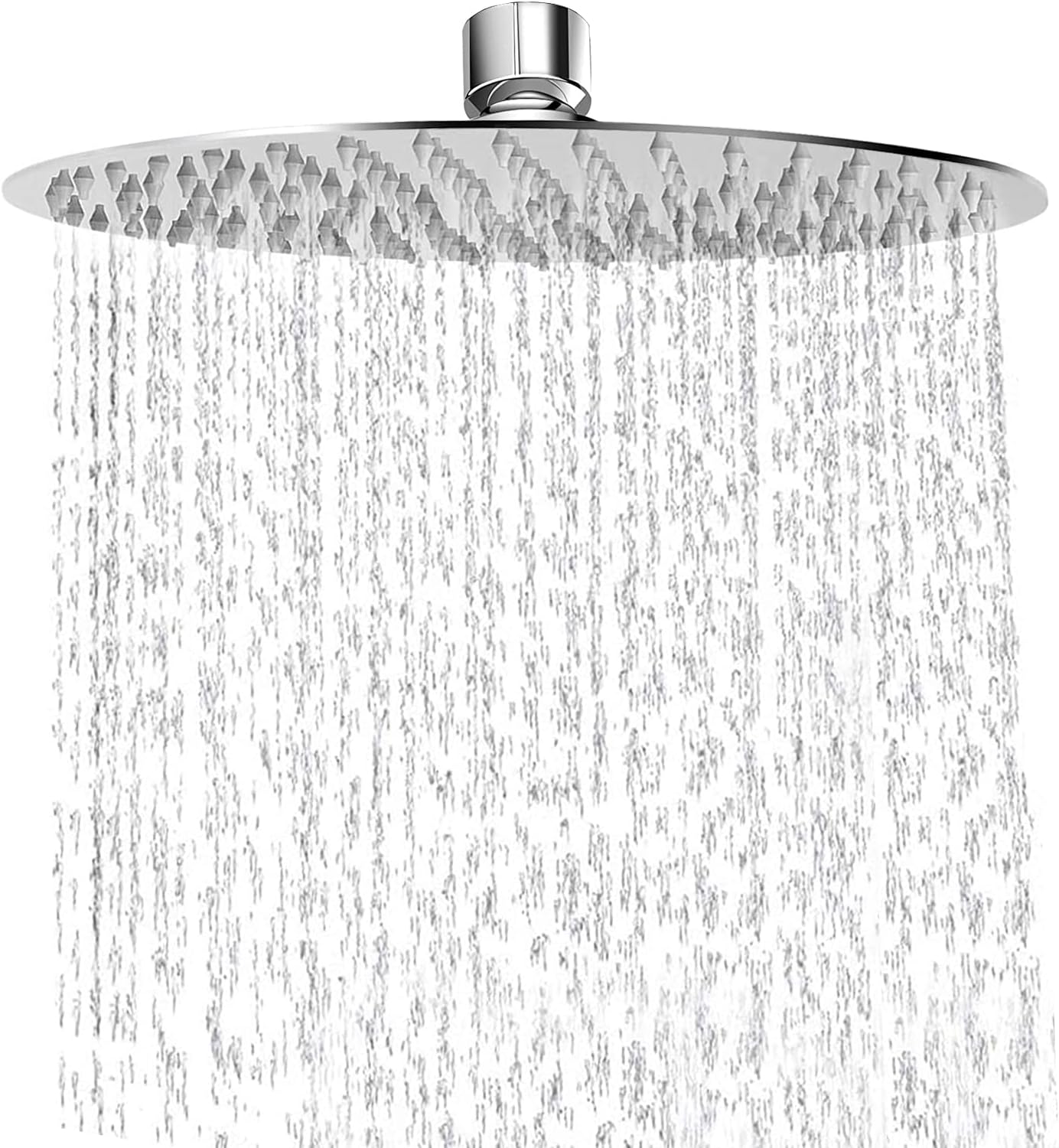Detalle de WOOPHEN 12 inch 304 stainless steel rainfall shower head with swivel angle and anti-clog silicone nozzles