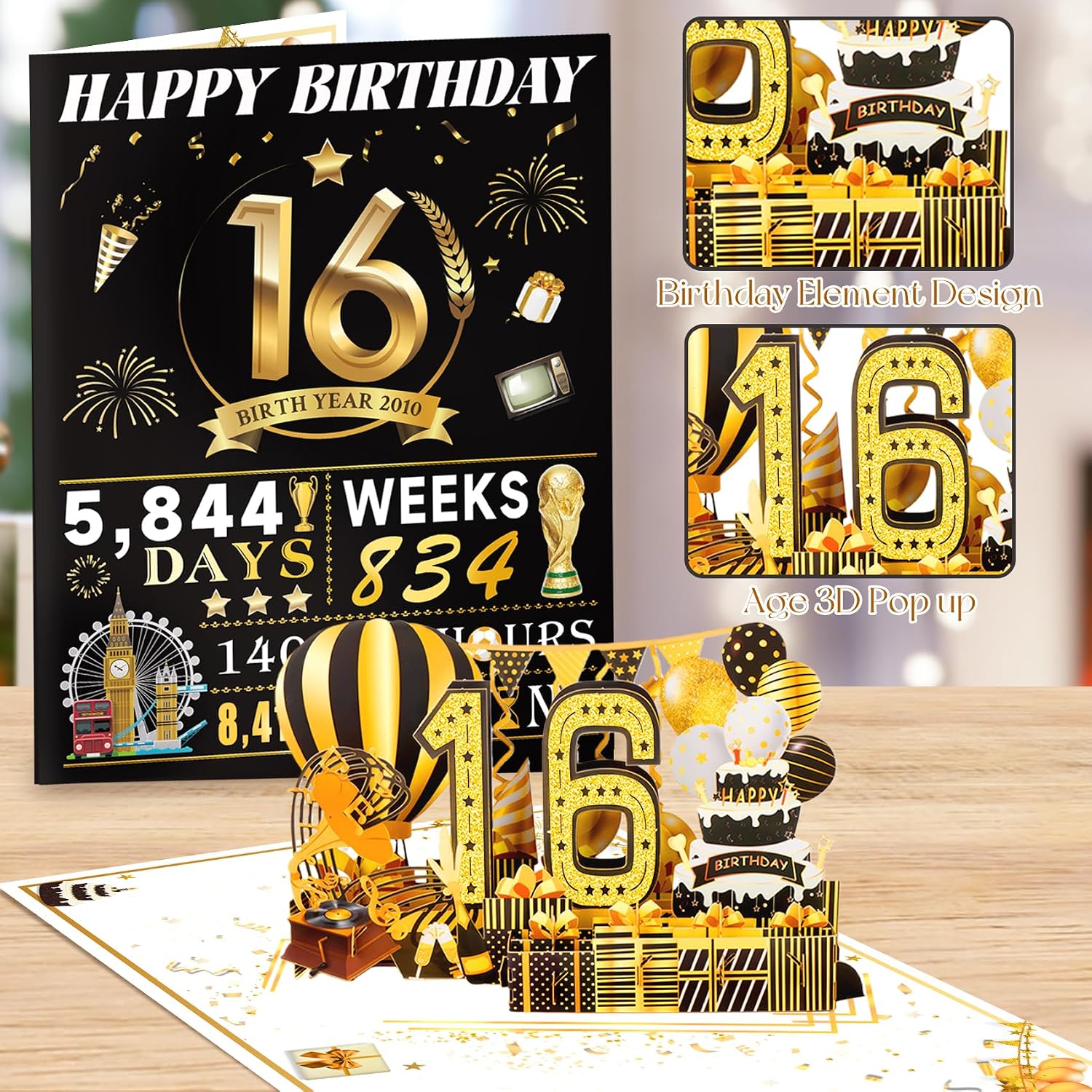 Detalle 2 de 16th Birthday Card Pop Up 16th