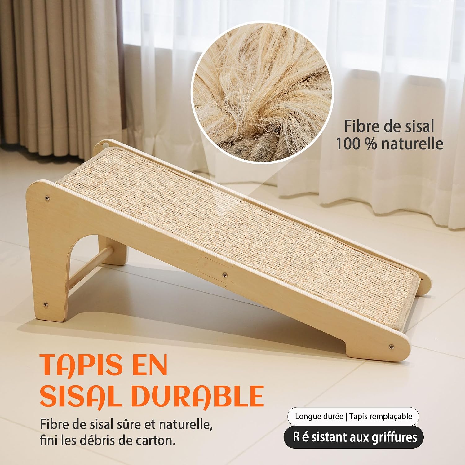 Thumbnail 4 de PETKARAY Griffoir pour chat en forme de L avec sisal naturel et fixation murale