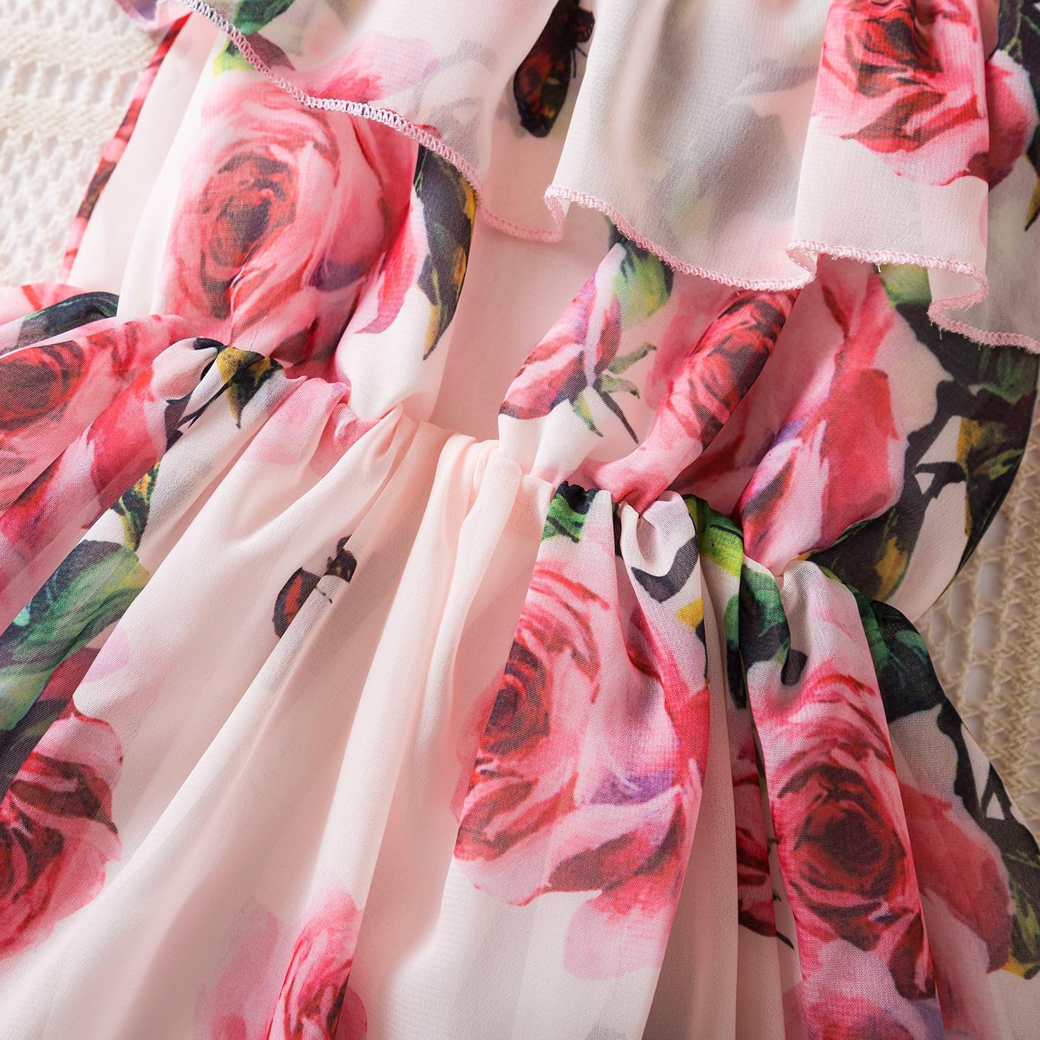 Detalle de NNJXD Little Girl Floral Dress: Casual Summer Princess Tutu Gown for Toddlers