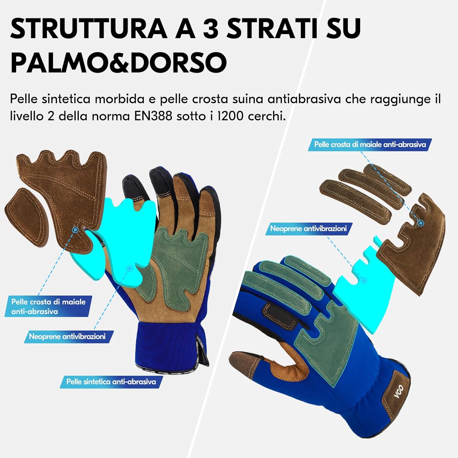 Thumbnail 1 de Vgo... Guanti Lavoro per Giardinaggio: antiabrasione, touchscreen e comfort per uso quotidiano