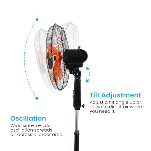 Thumbnail 2 de Belaco 16" Pedestal Fan BSF-40R1 — Oscillating, Height-Adjustable, Orange