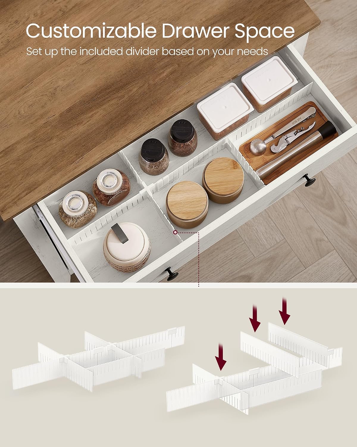 Detalle de VASAGLE UBBK341W01 Farmhouse Coffee Bar Cabinet with Adjustable Shelf