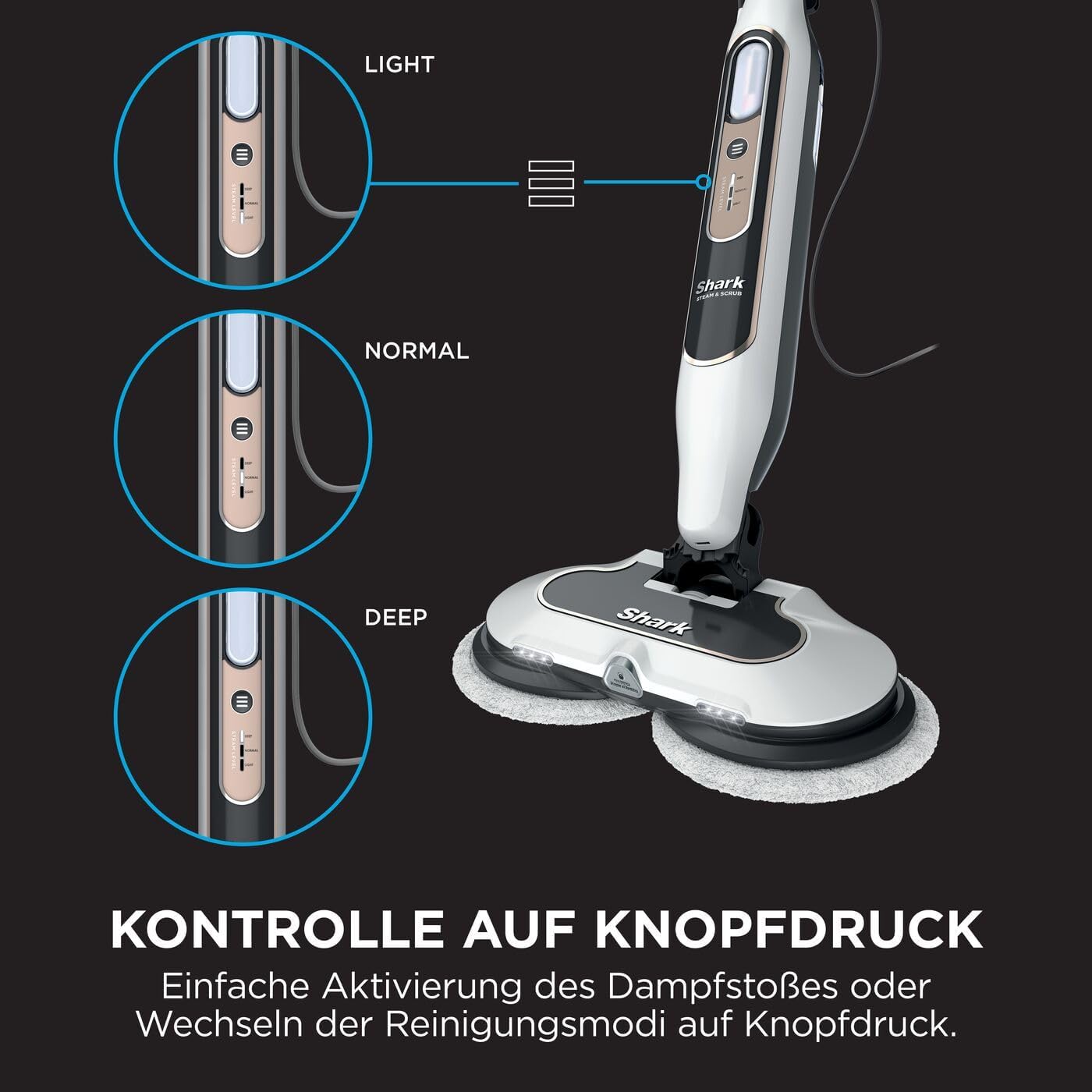 Thumbnail 5 de Shark S8201EU Dampfreiniger mit Steam Blaster, 3 Dampfstufen & 2 rotierenden Power Pads
