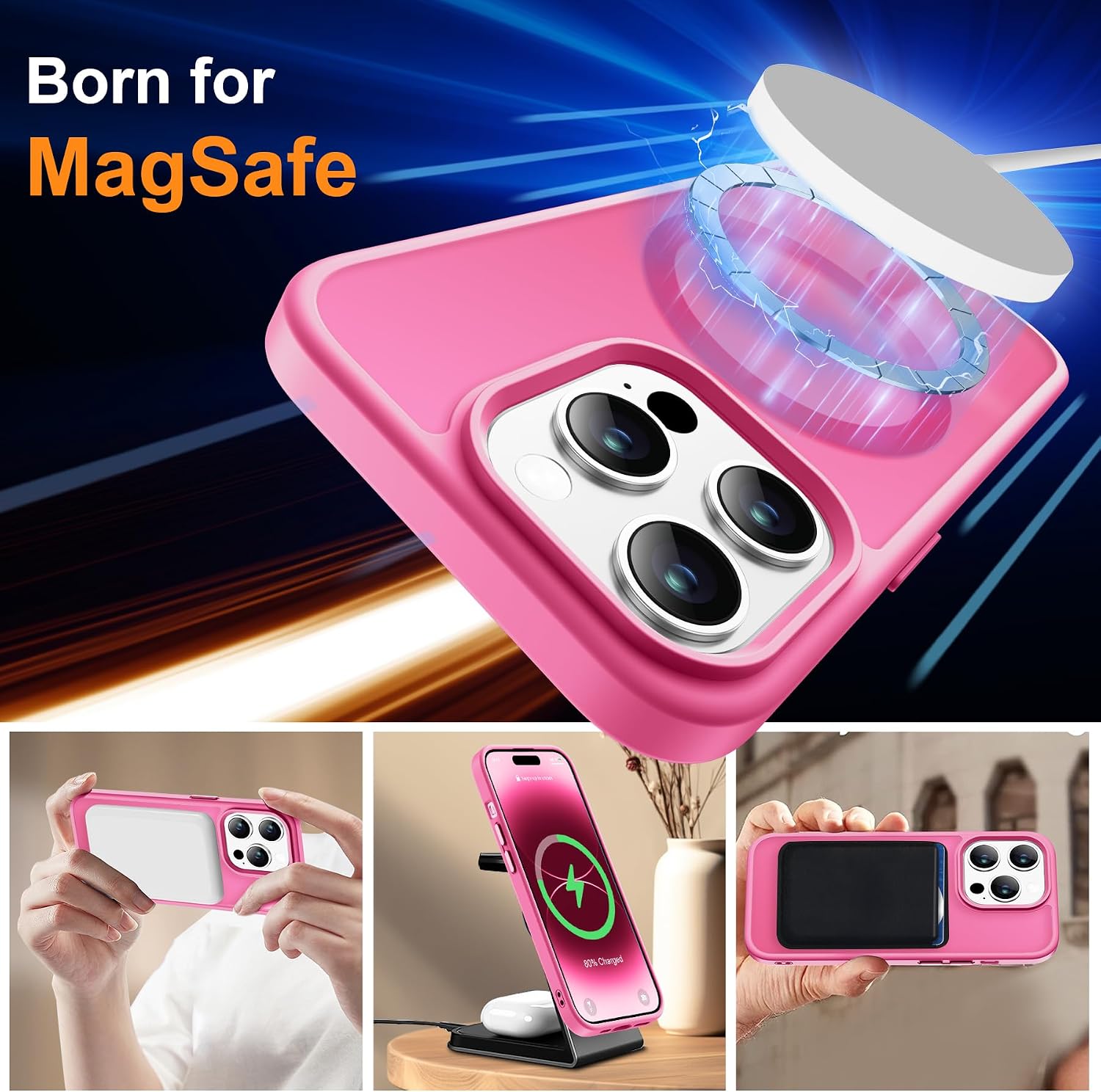 Detalle 2 de ORETECH Magnética para iPhone 14 Pro Max 📱 con Protectores