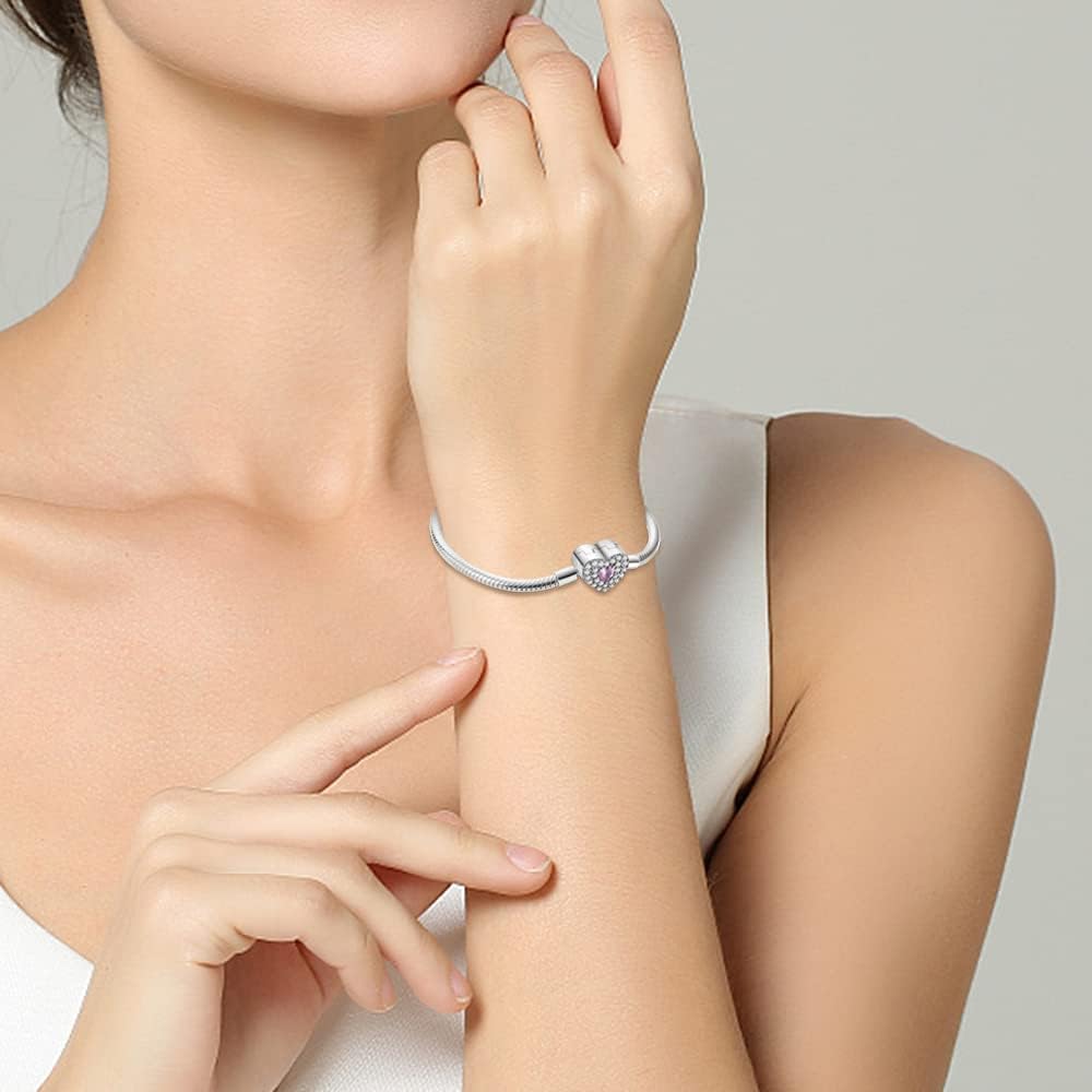 Detalle de TINSLO Damen-Armband aus 925 Sterling Silber mit Herz-Verschluss und Schlangenglieder-Design