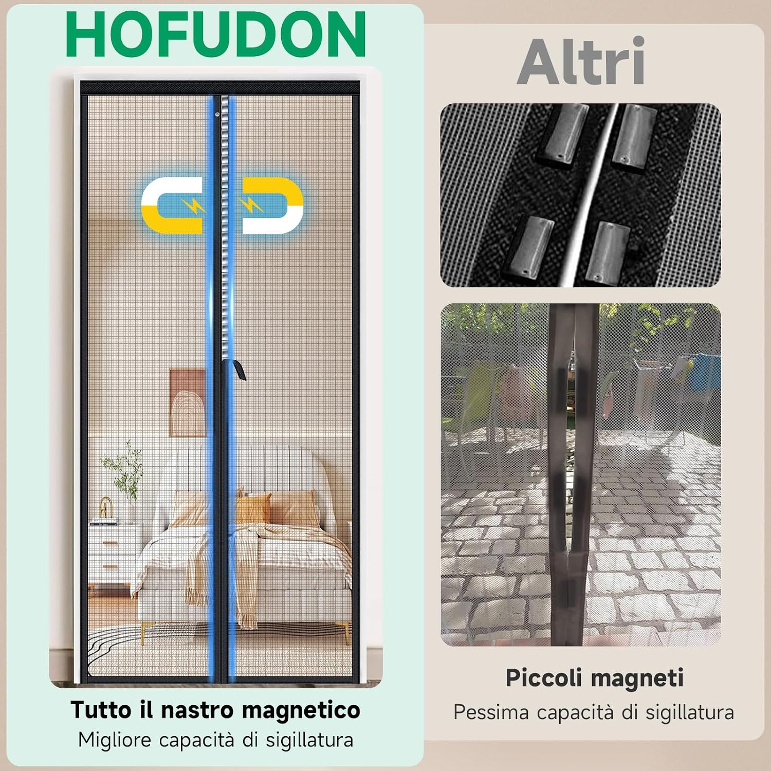 Thumbnail 2 de HOFUDON Zanzariera Magnetica 120x240 cm, Nero – Rete in Vetroresina con Chiusura Automatica