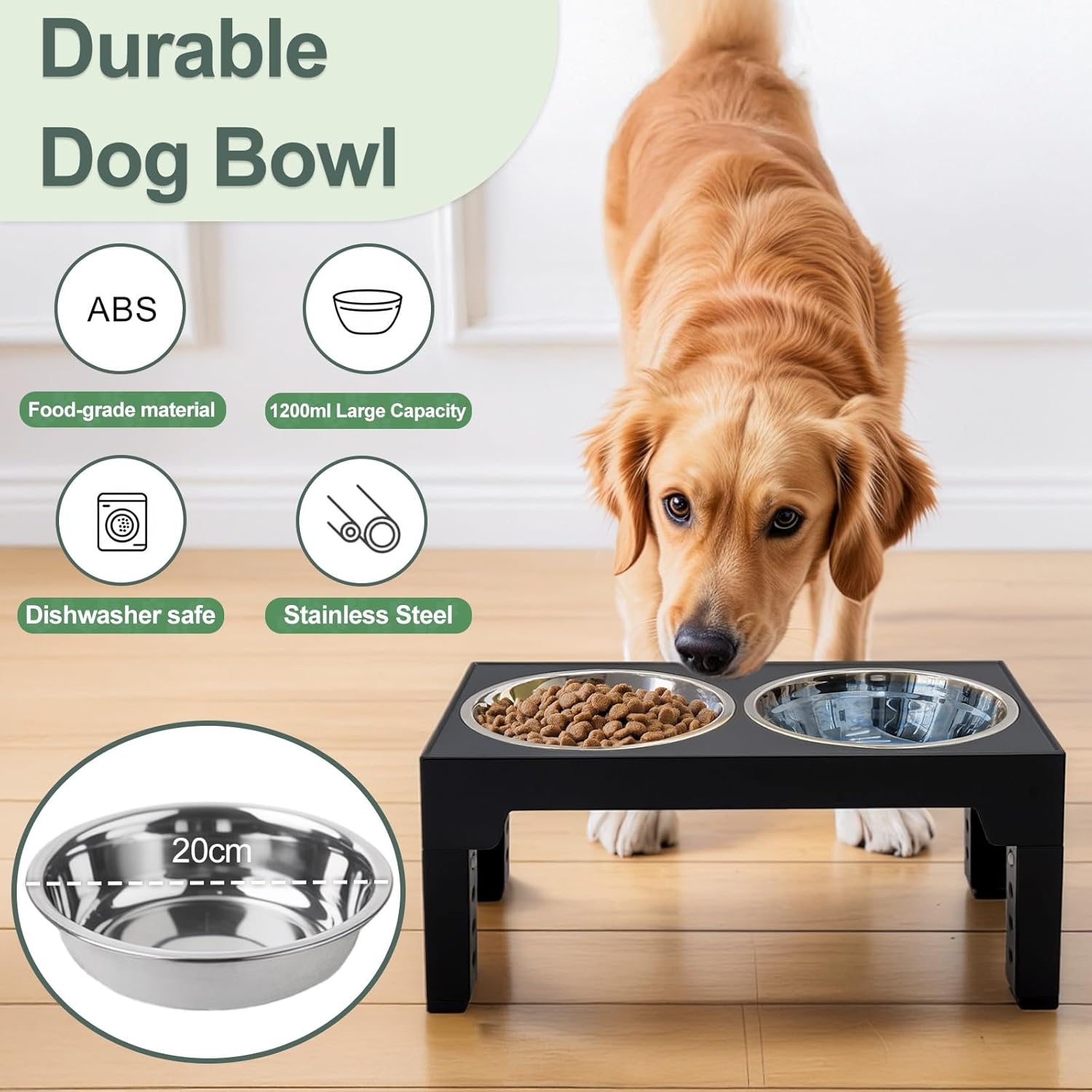 Thumbnail 3 de Niubya erhöhte Hundenäpfe mit 5 Höhen (8–31 cm) & 2 Edelstahlschüsseln plus Slow Feeder-Schüssel