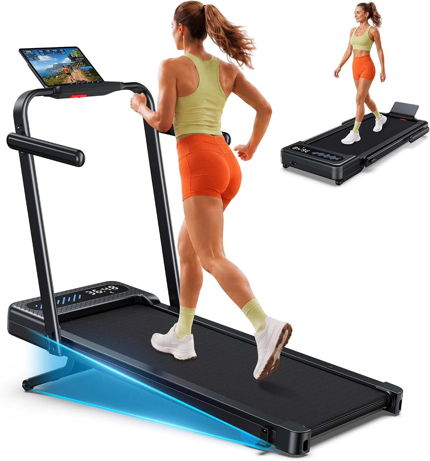 Detalle de WELLFIT TM037PRO Walking Pad with 12% Auto Incline, Handlebar and 3.5HP Motor