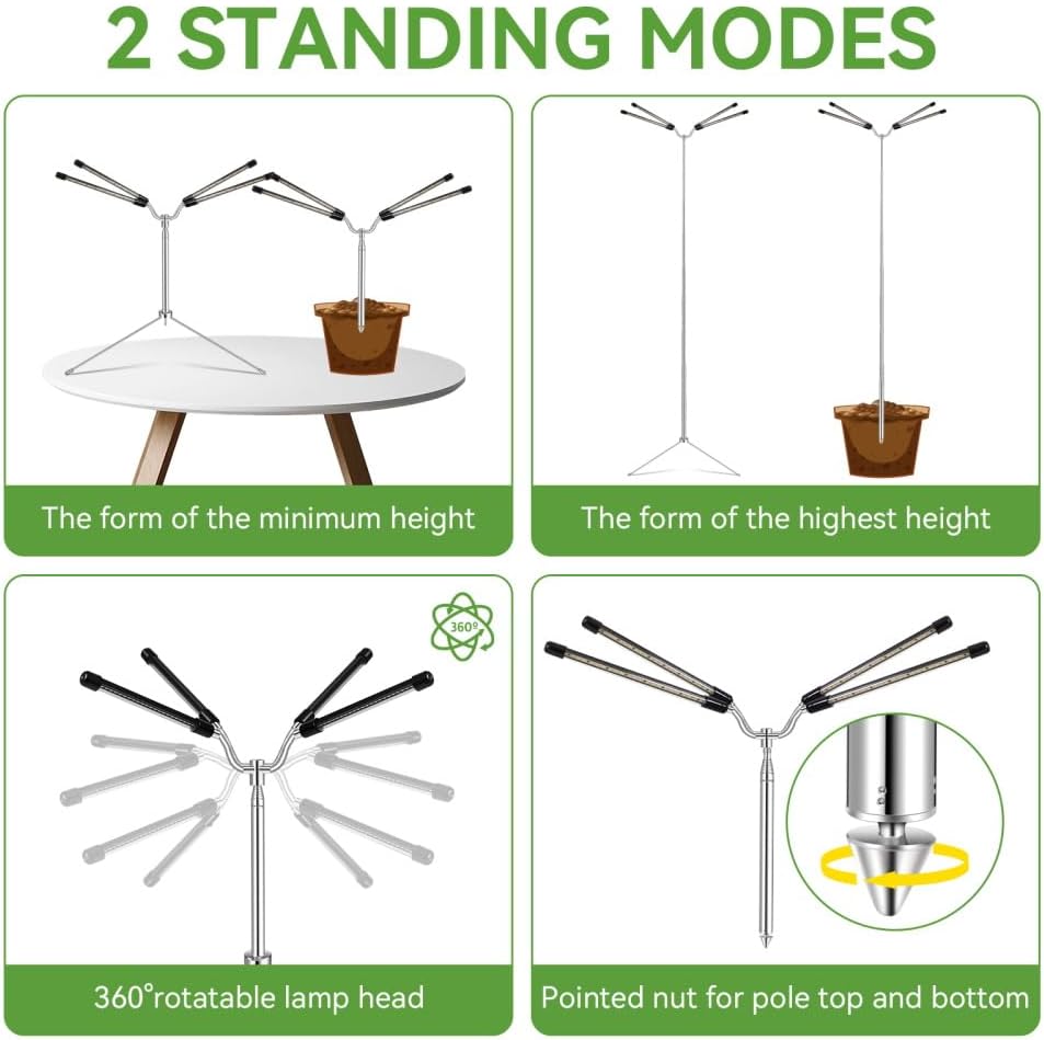 Detalle 2 de Yiyehu SD-06 Full-Spectrum Grow Light with Adjustable 15–62-Inch Stand