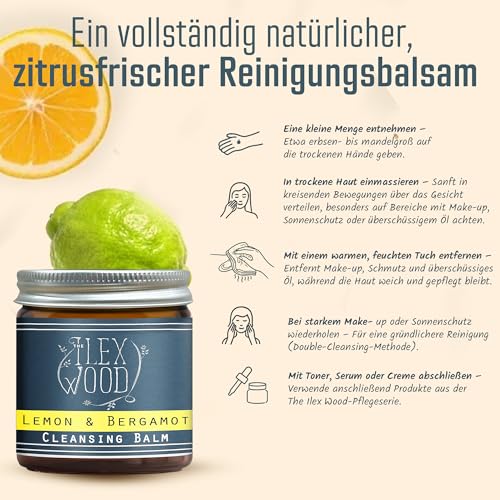 Detalle de The Ilex Wood Zitrone & Bergamotte Reinigungsbalsam Vegan 60 ml – klare Reinigung ohne Wasser