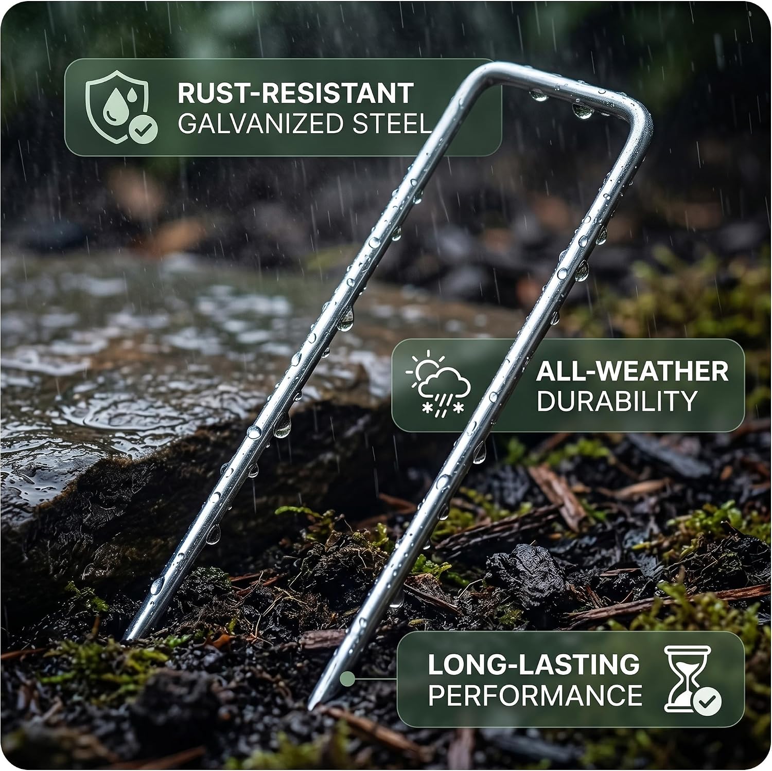 Detalle de Roe Tenpo Weed Membrane Pegs, 15 cm: Heavy-Duty U-Shaped Garden Stakes for Membranes and Landscaping