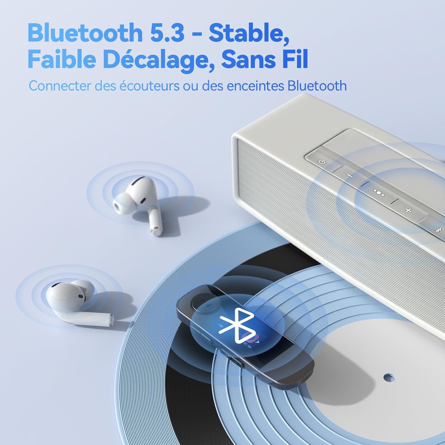 Detalle de AGPTEK 64Go Lecteur MP3 USB-C avec Bluetooth 5.3 et Clip Sport – Son HiFi, FM et Enregistreur
