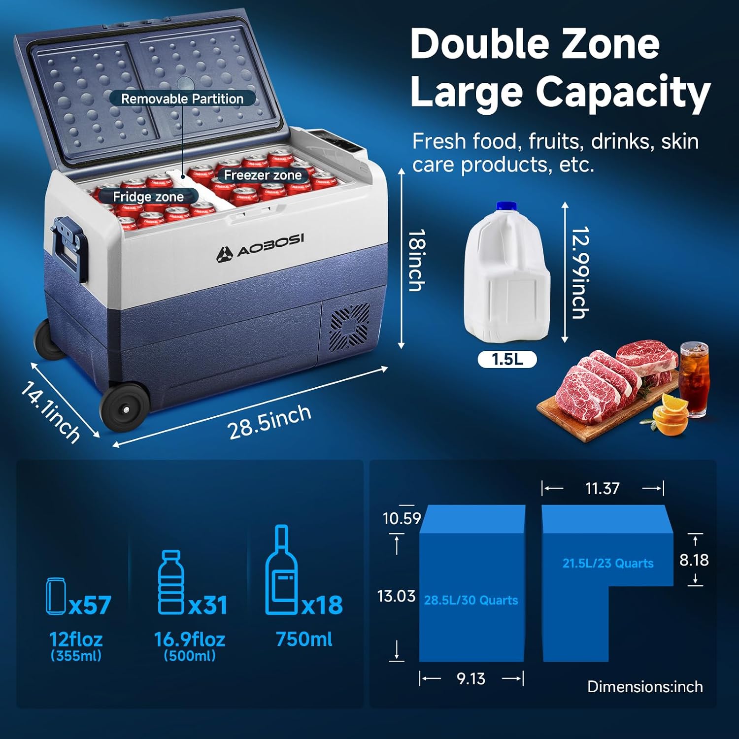 Detalle 2 de AAOBOSI 50L portable car fridge freezer