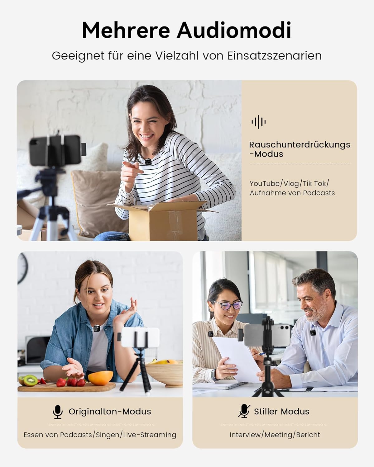 Thumbnail 3 de KUKIHO Kabelloses Lavalier-Mikrofon mit Ladekoffer – Plug-&-Play für iPhone, Android, PC & Live-Streaming