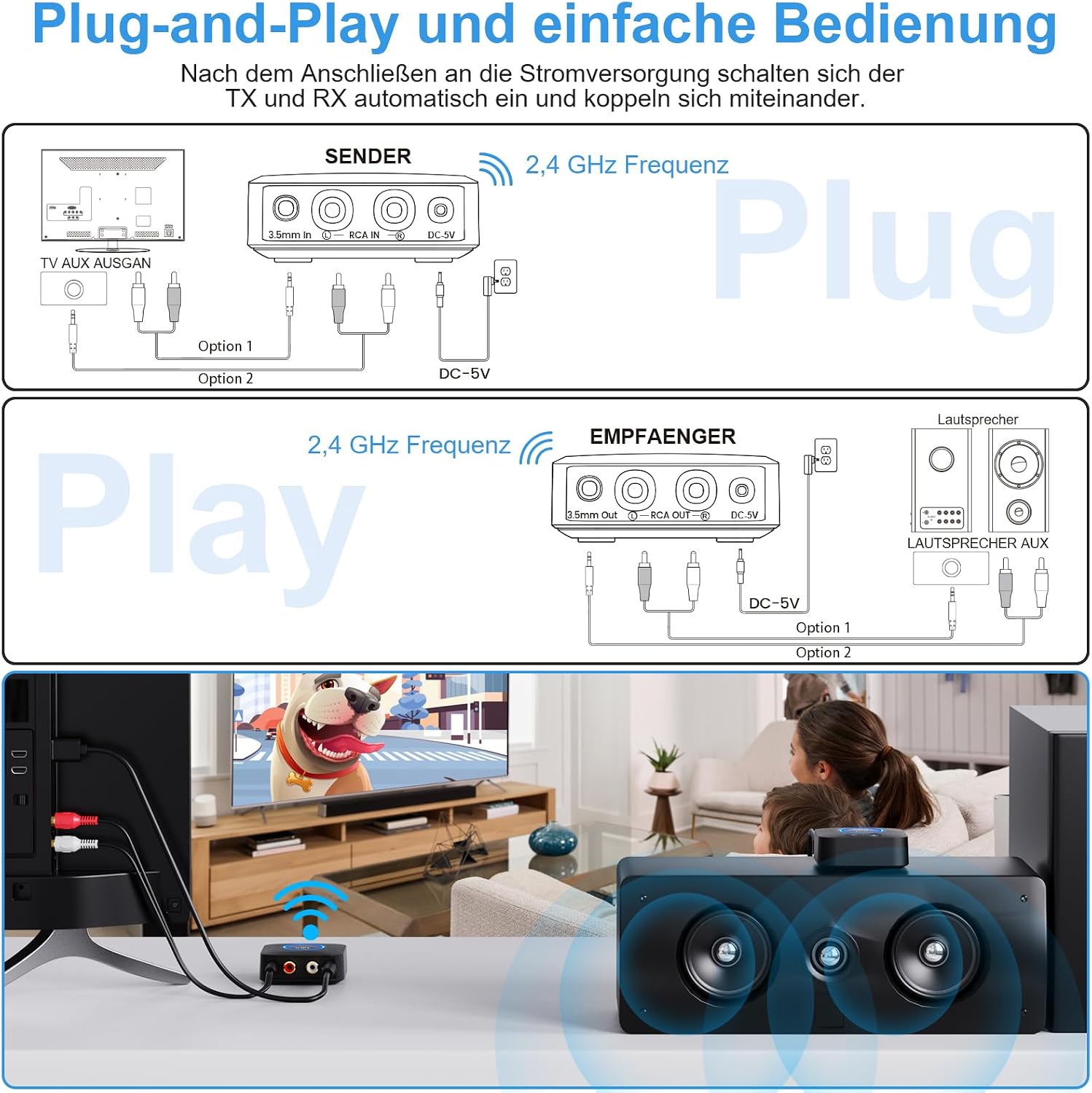 Thumbnail 4 de 1Mii Drahtlos Audio Sender Empfänger 80 m