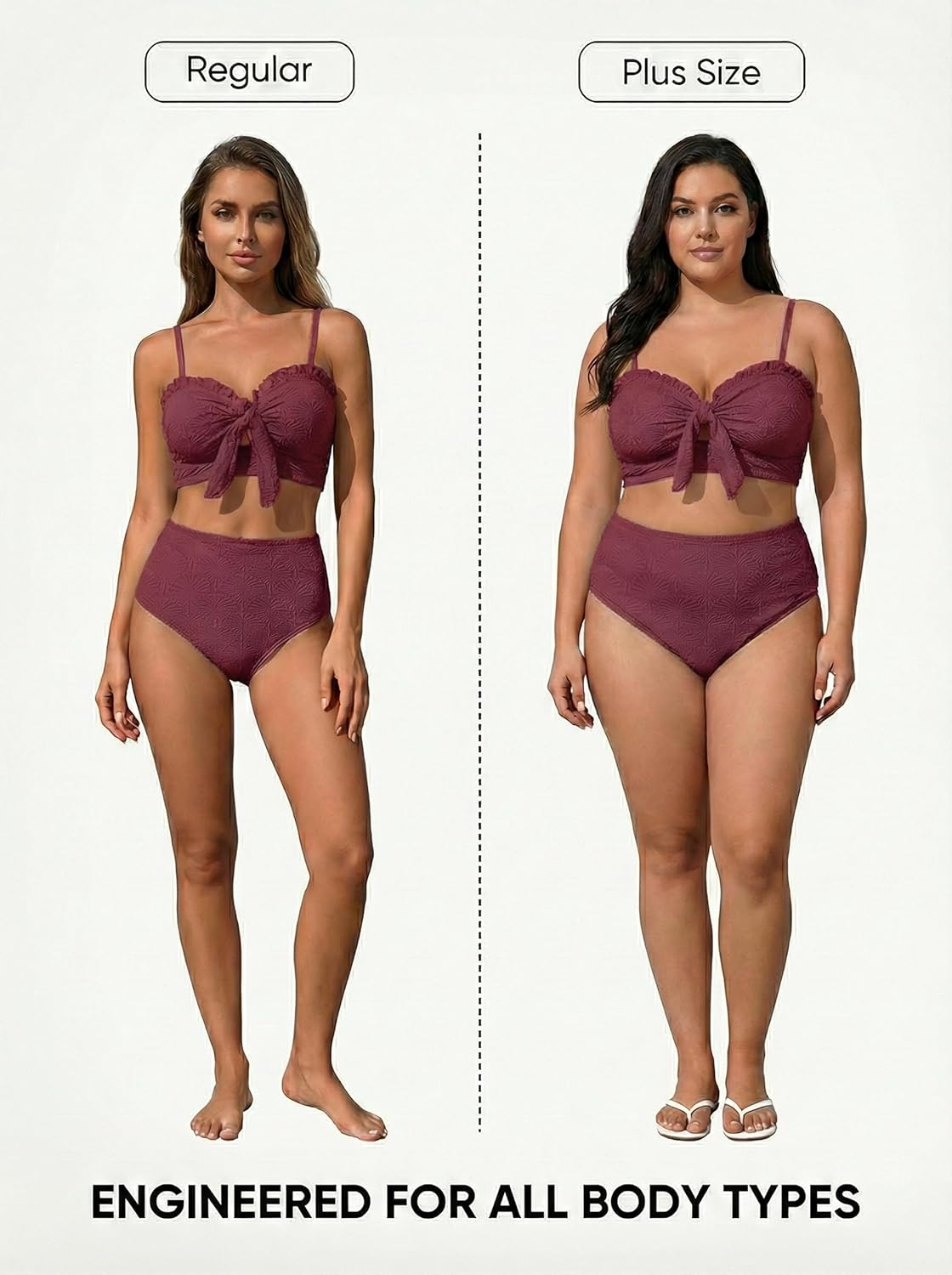 Thumbnail 2 de Herseas Seashell Textured Bikini Sets with Knotted Front – 2 Piece Swimsuit