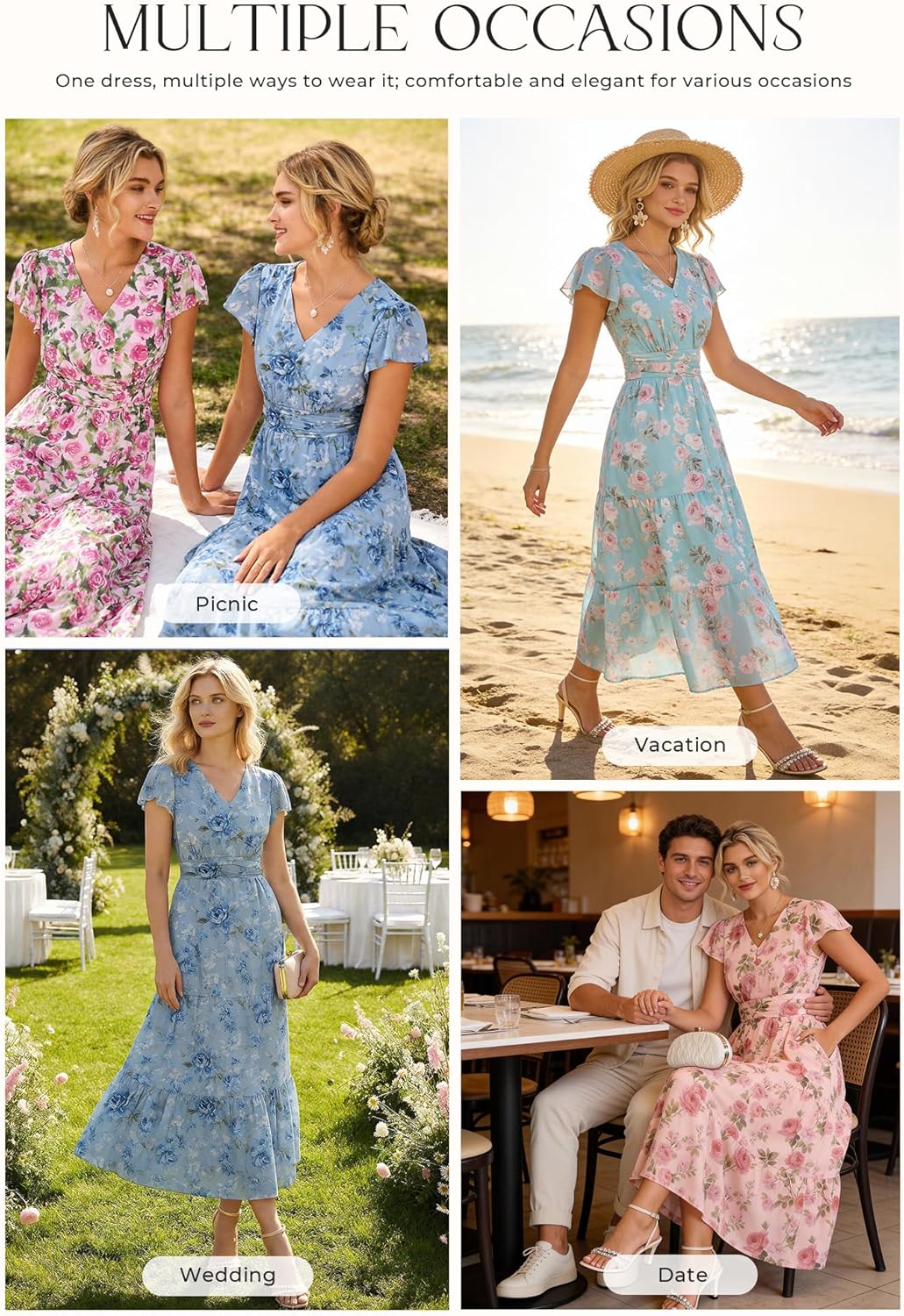 Thumbnail 5 de GRACE KARIN 2026 Women Summer Dress: Maxi Floral with Pockets and V-Neck
