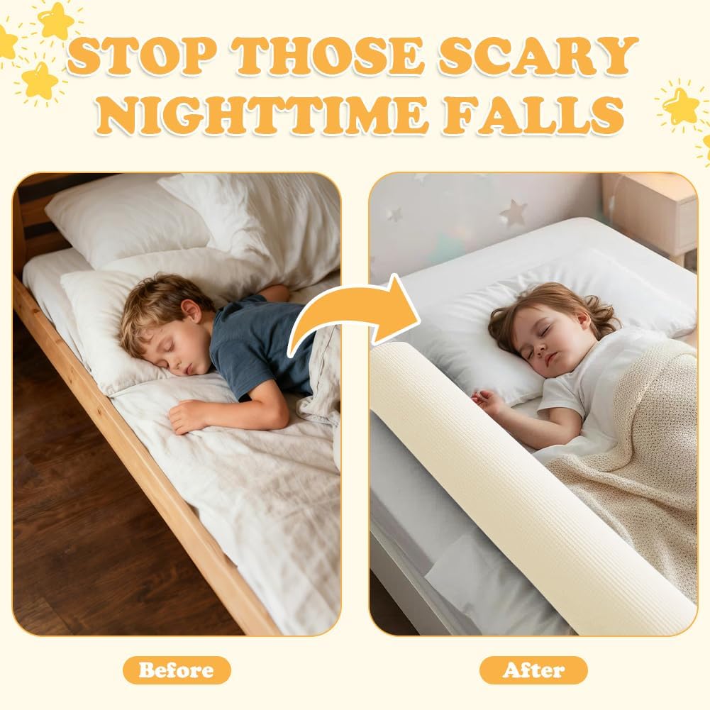 Thumbnail 6 de DUJUIKE Bettschutzgitter aus Schaumstoff (150 cm, Beige) für Kleinkinder und ältere Menschen