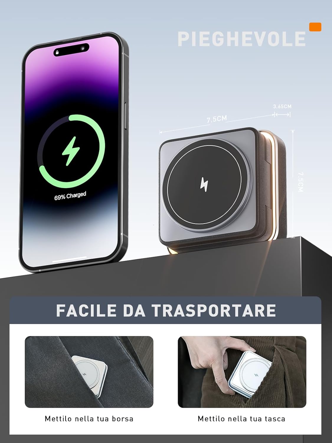 Thumbnail 6 de Tigratigro Caricatore Wireless 3 in 1 Pieghevole: ricarica simultanea per iPhone, Apple Watch e AirPods