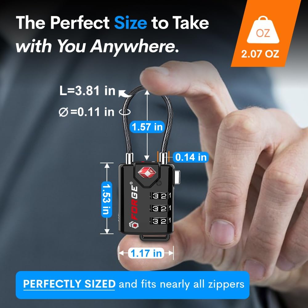 Thumbnail 4 de TSA Approved Cable Luggage Locks 2-Pack 🔒