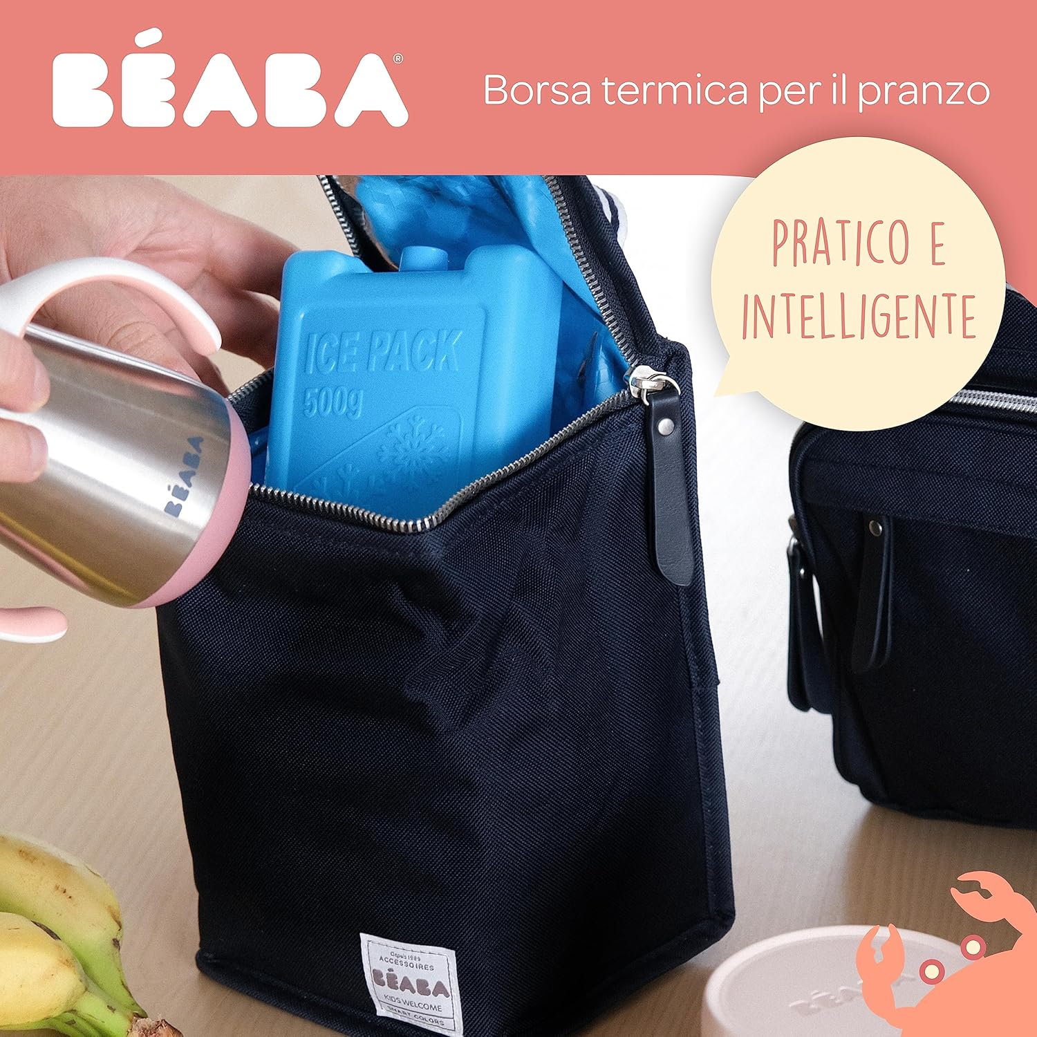 Detalle de BÉABA Borsa Termica Portapasto per Neonati: grande capacità, pieghevole e impermeabile