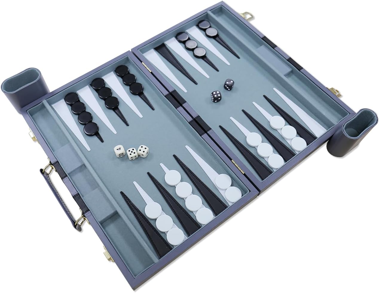Thumbnail 6 de Backgammon Set – Classic Leather Case, Premium Travel Backgammon for Adults & Kids (11inch, Gray)