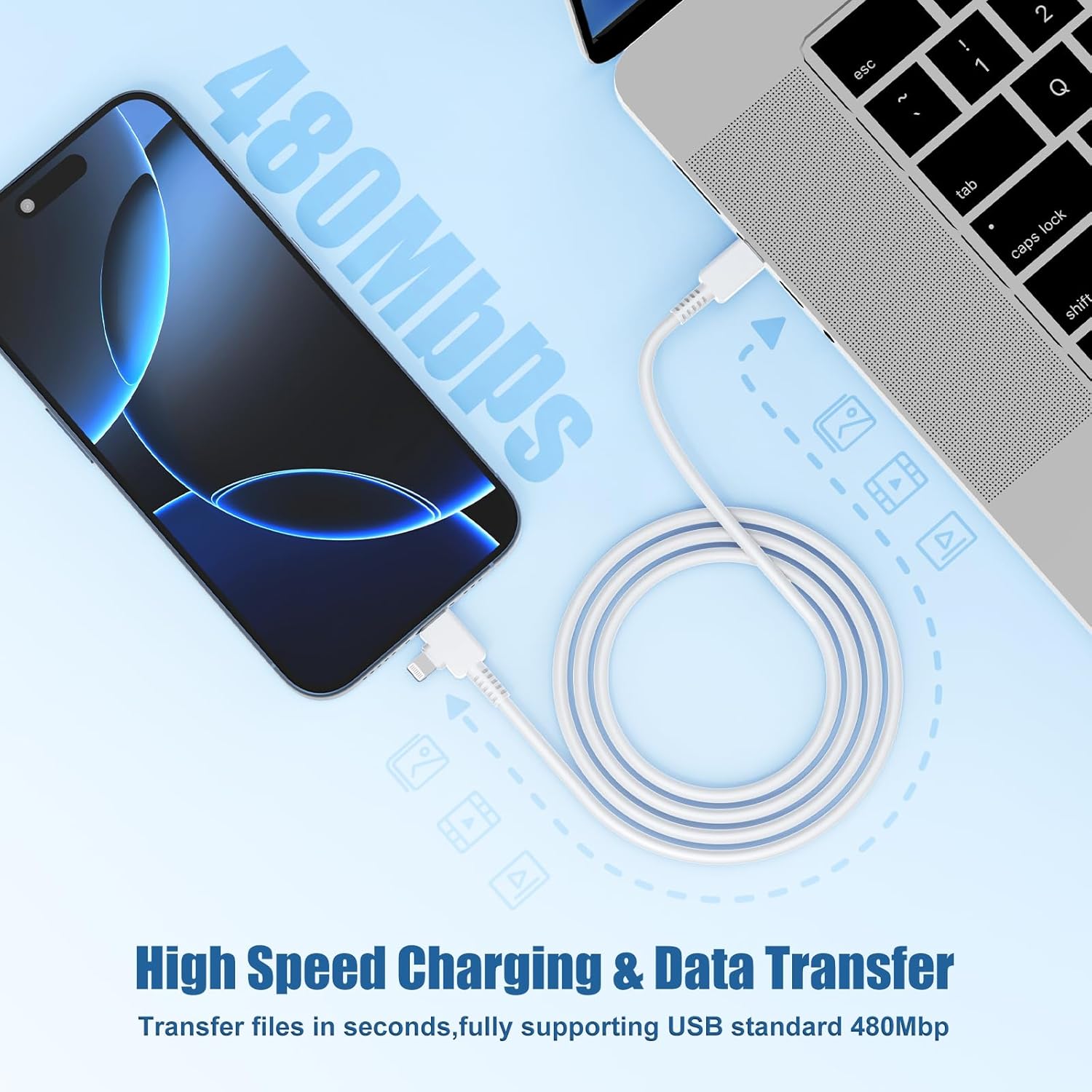 Thumbnail 5 de 2 in 1 iPhone Fast Charger Cable 10ft