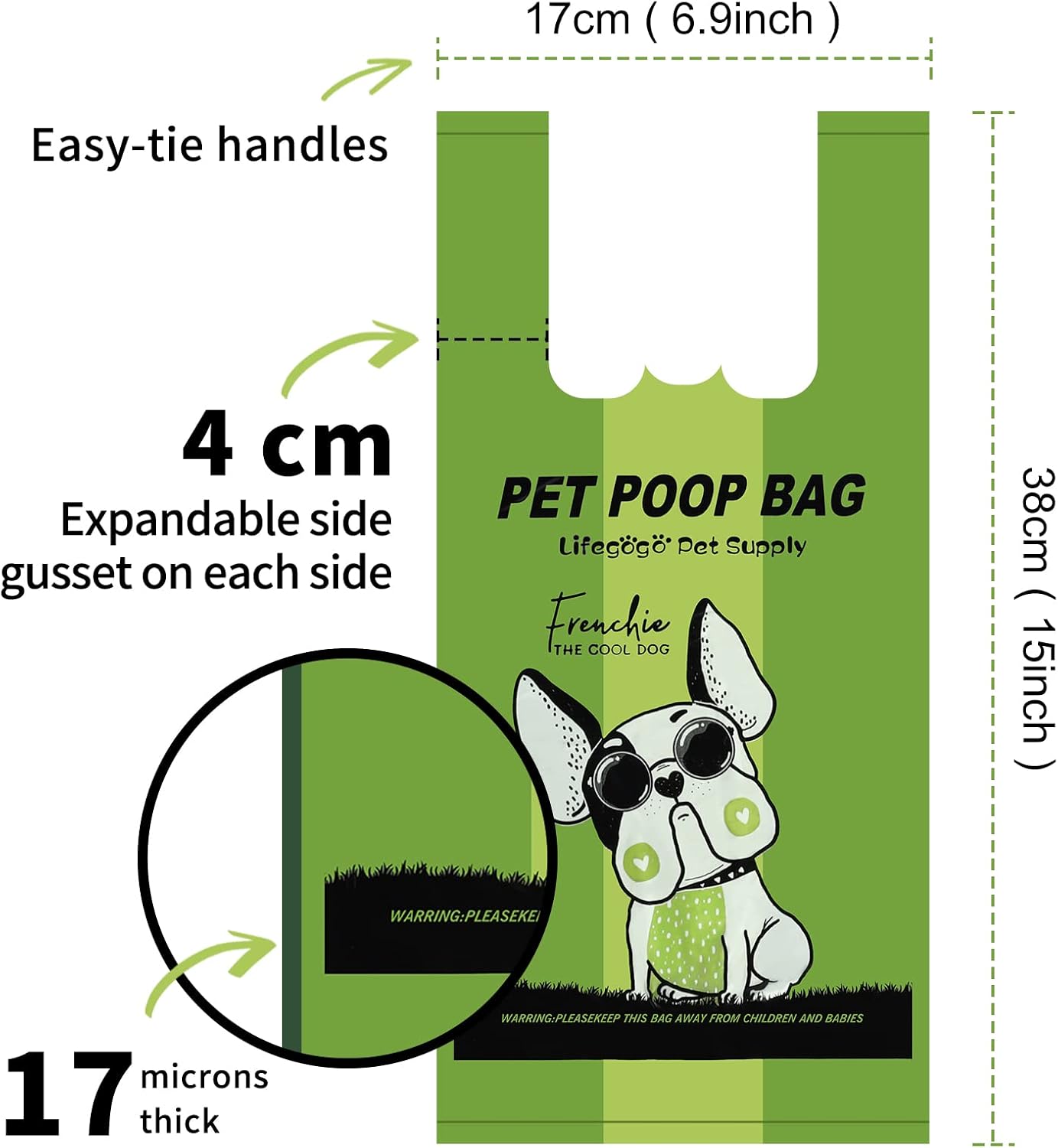 Detalle 2 de Dog Poo Bags with Tie Handles 300-Pack