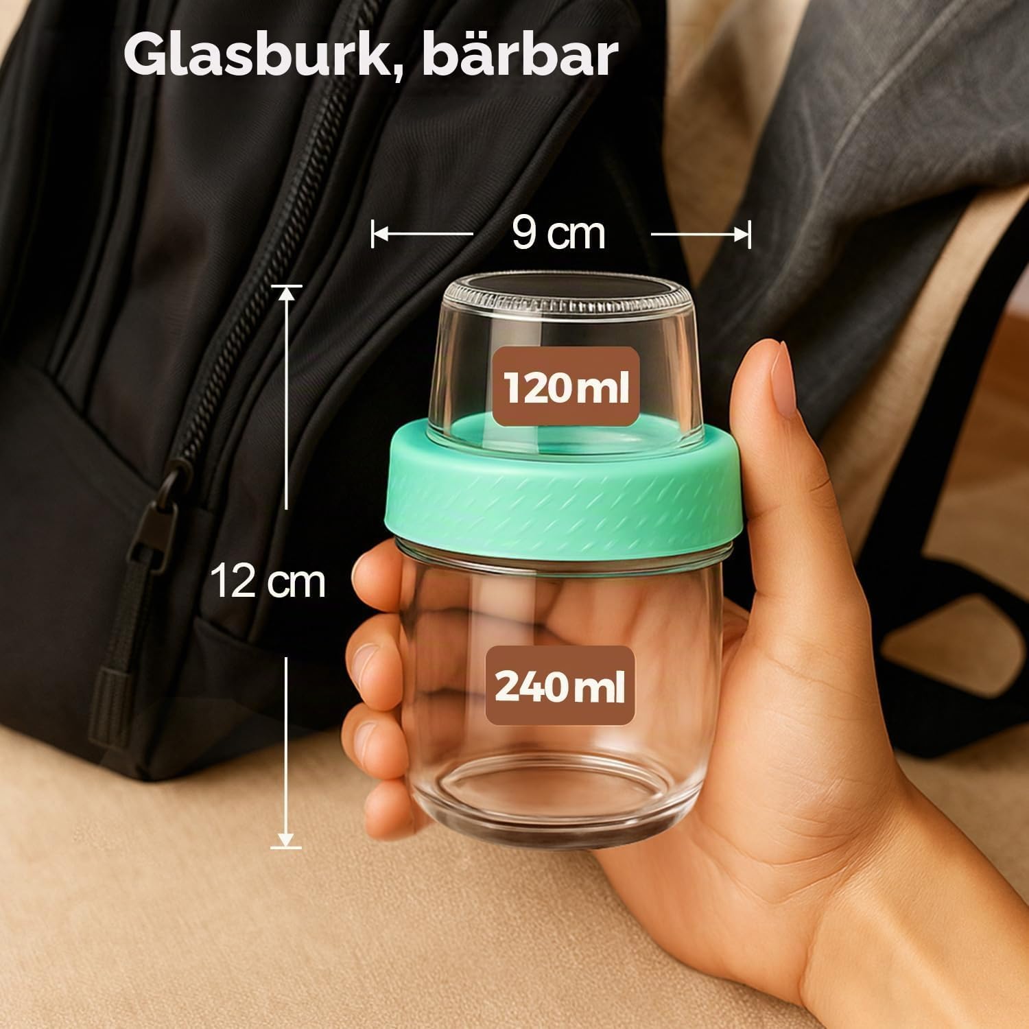 Detalle 2 de ComSaf yoghurtburkar 4-pack, 240 ml + 120 ml, med separat toppfack