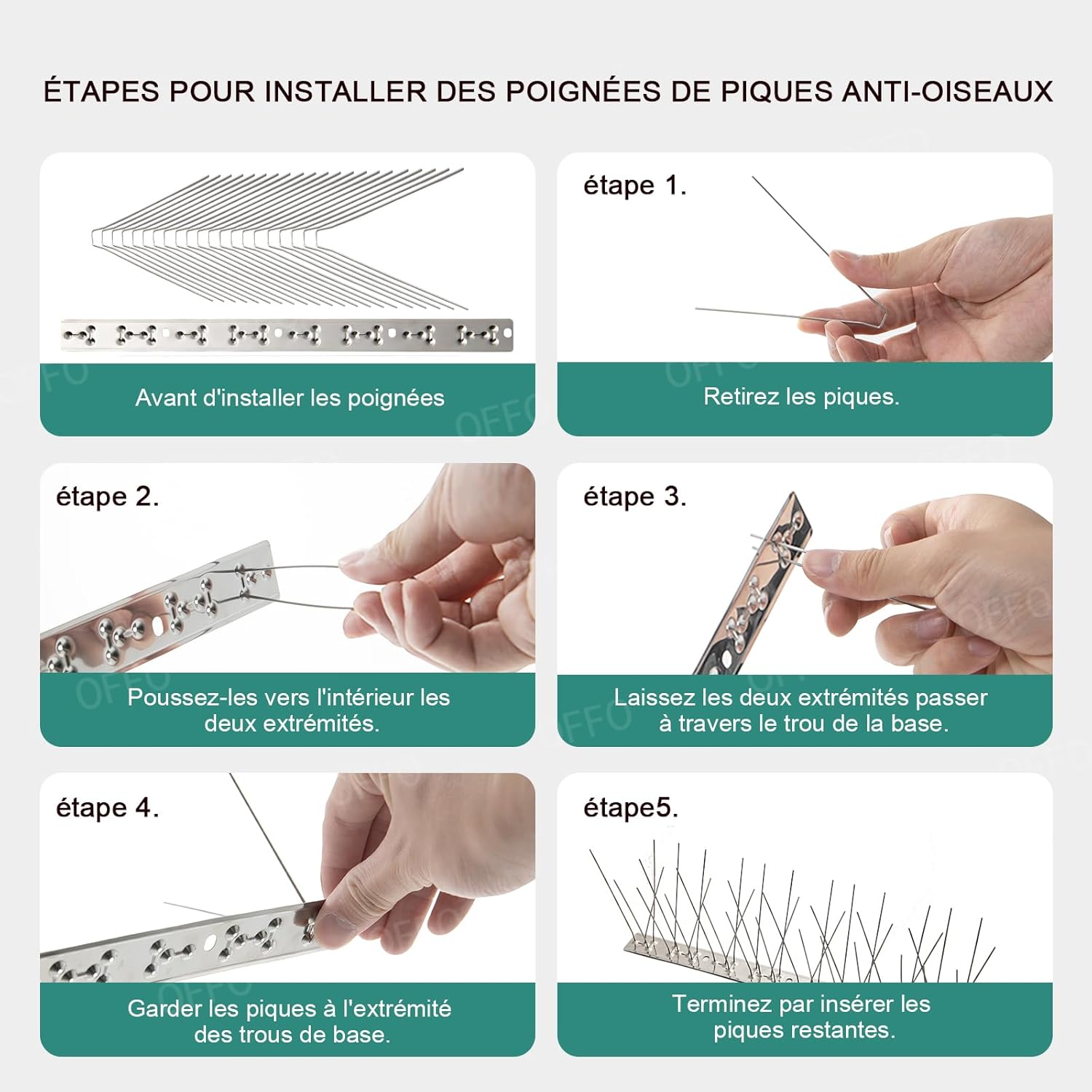 Thumbnail 5 de OFFO Pic anti oiseaux avec base en acier inoxydable 304 et couverture 2,08 m