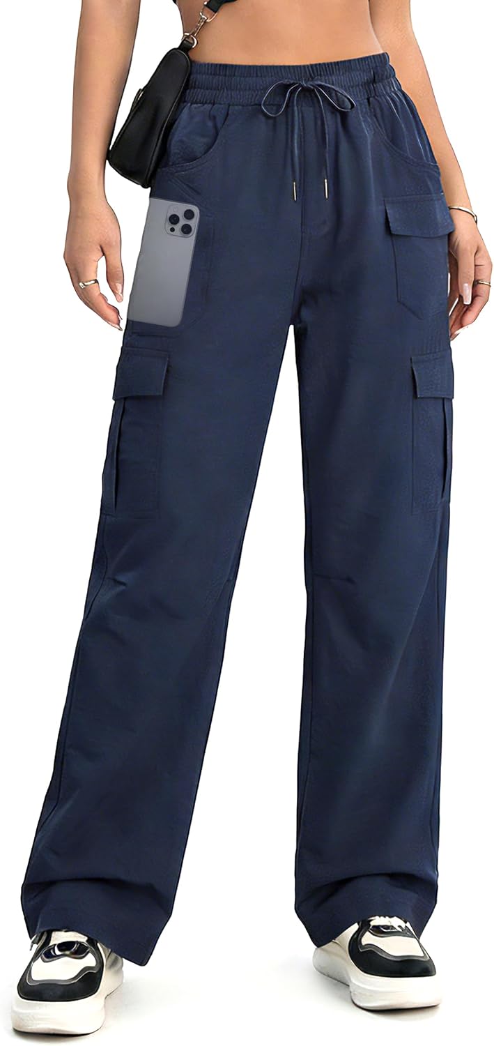 Detalle de KPSUN Women's Quick-Dry Cargo Hiking Pants, 8 Pockets, Adjustable Cuffs